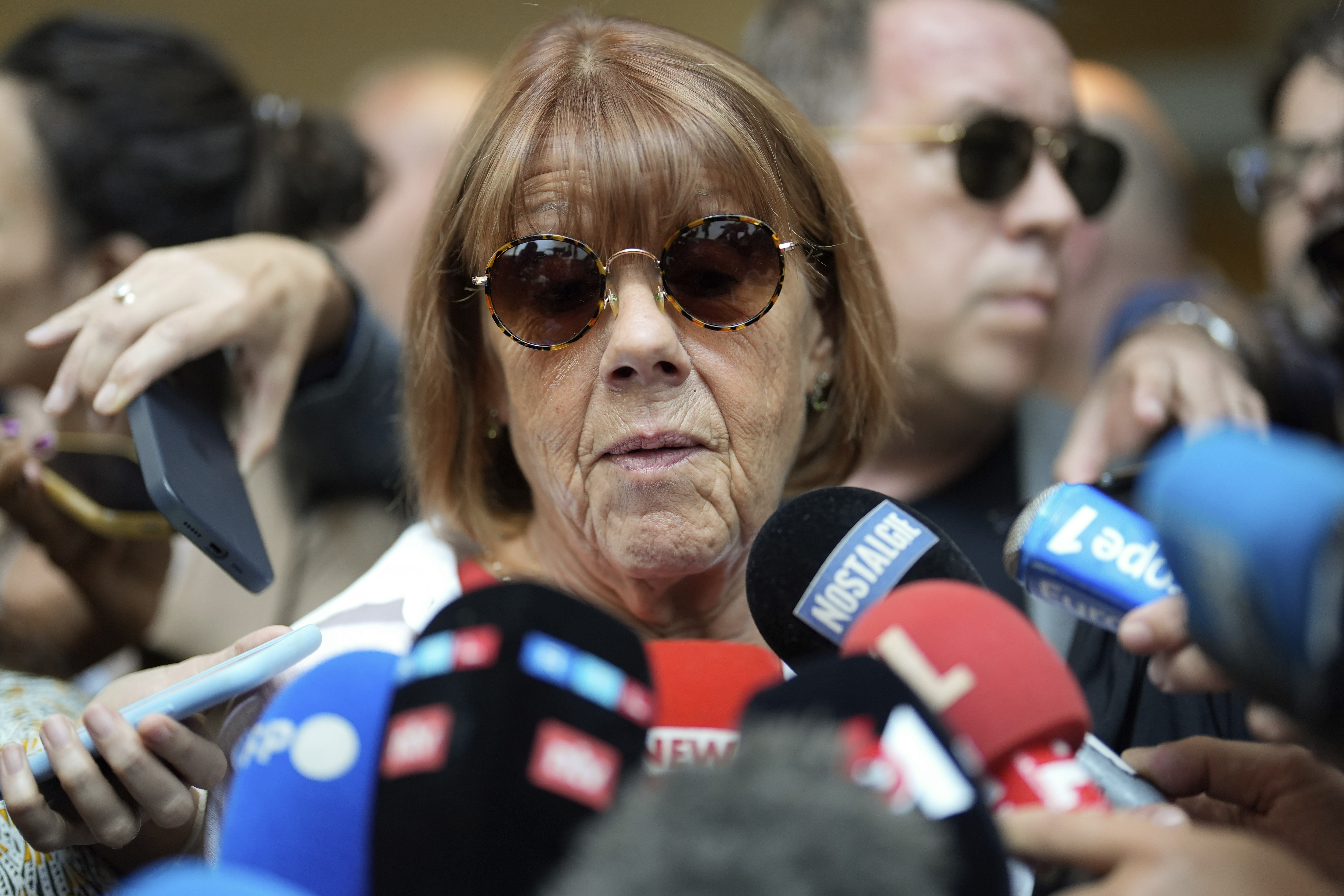 Gisele Pelicot speaks to media as she leaves the Avignon court house on Thursday, September 5.