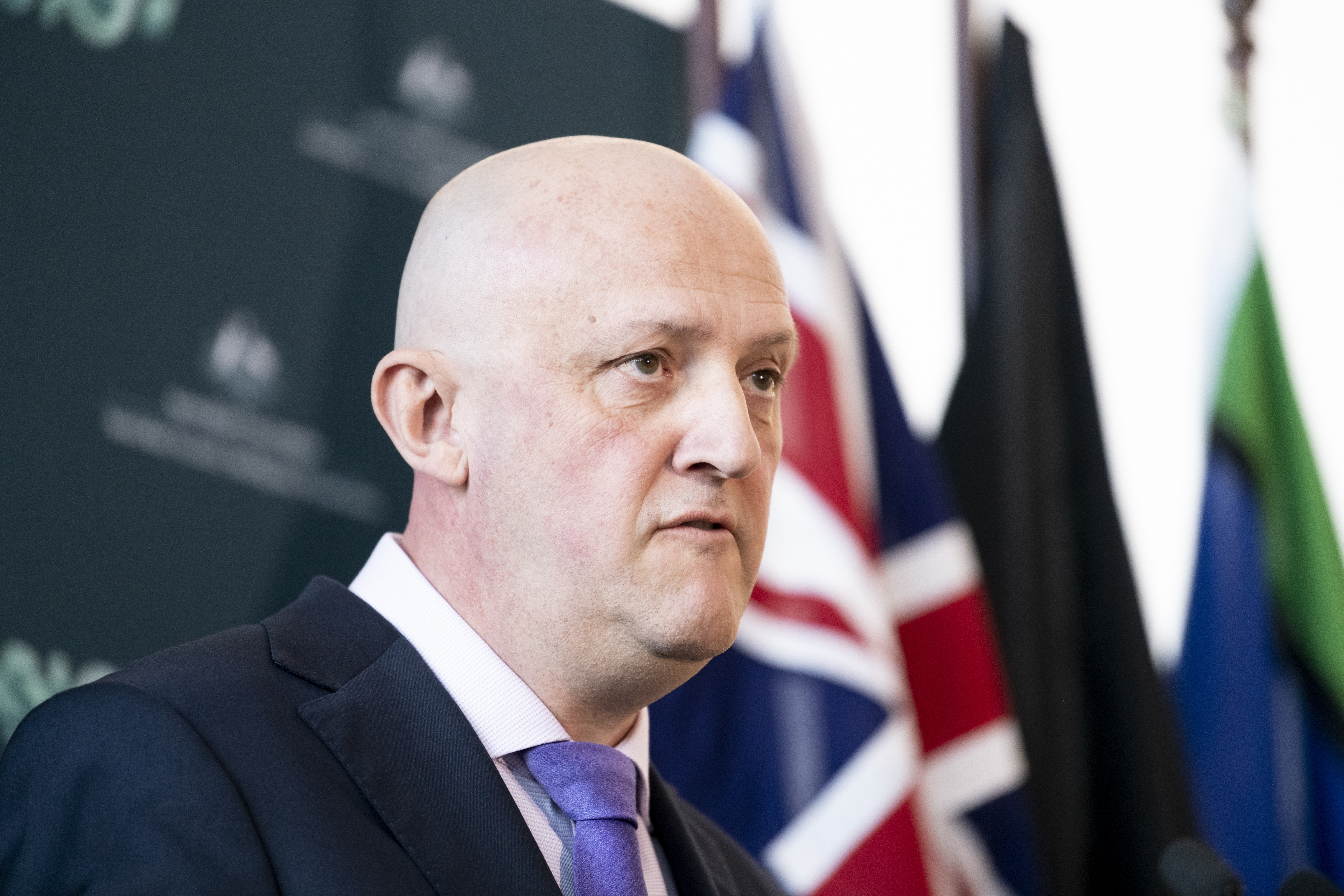 ASIO Director-general of security Mike Burgess addresses the media during a press conference.
