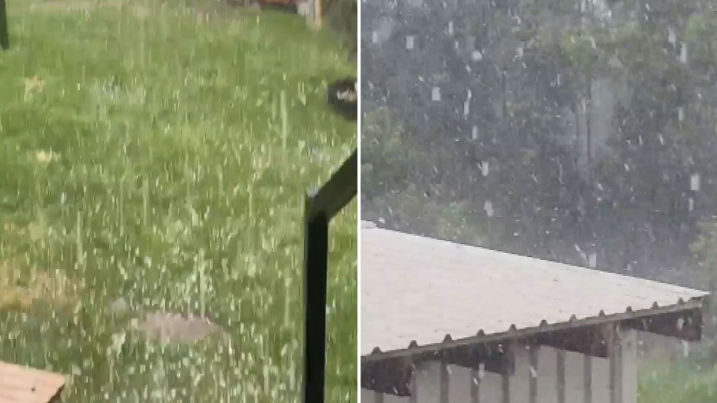 Large hailstones hit suburbs in western Sydney.