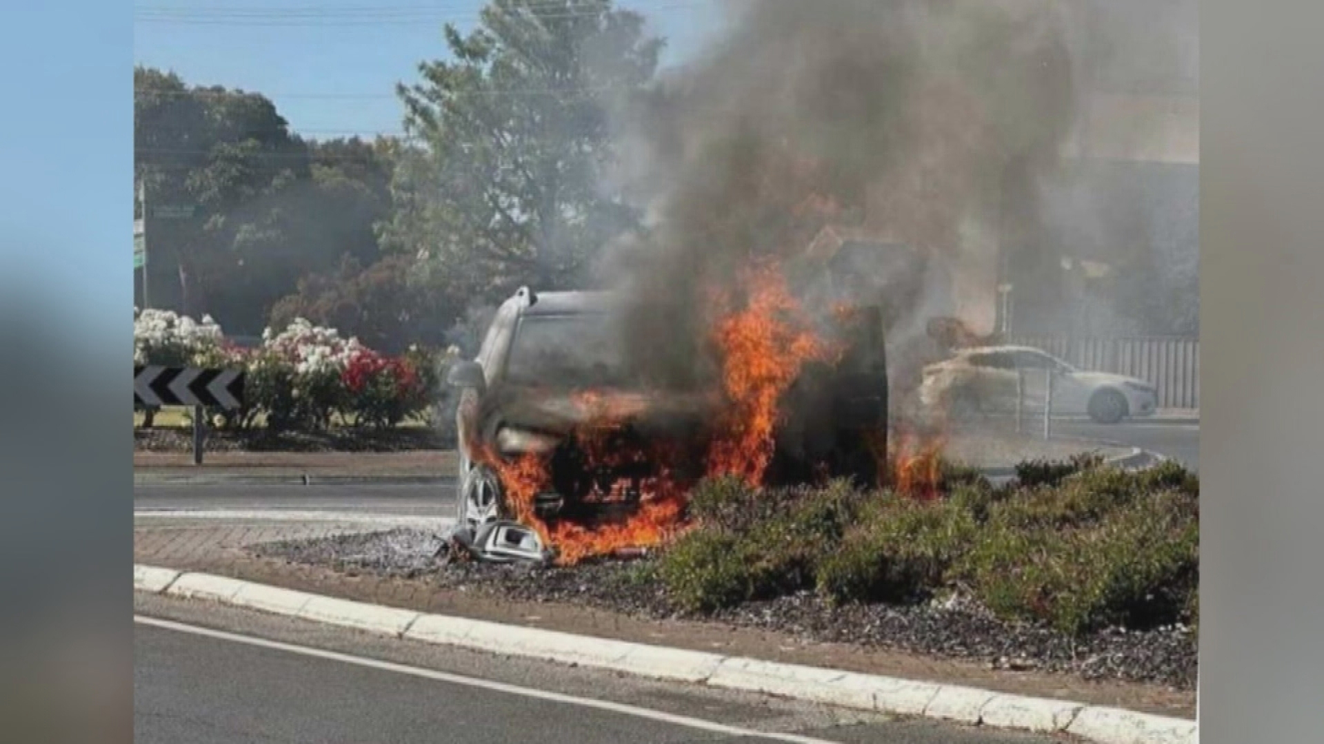 A﻿ drunk mother caused chaos when she swerved off the road and her vehicle caught fire with three children inside in Adelaide Newton