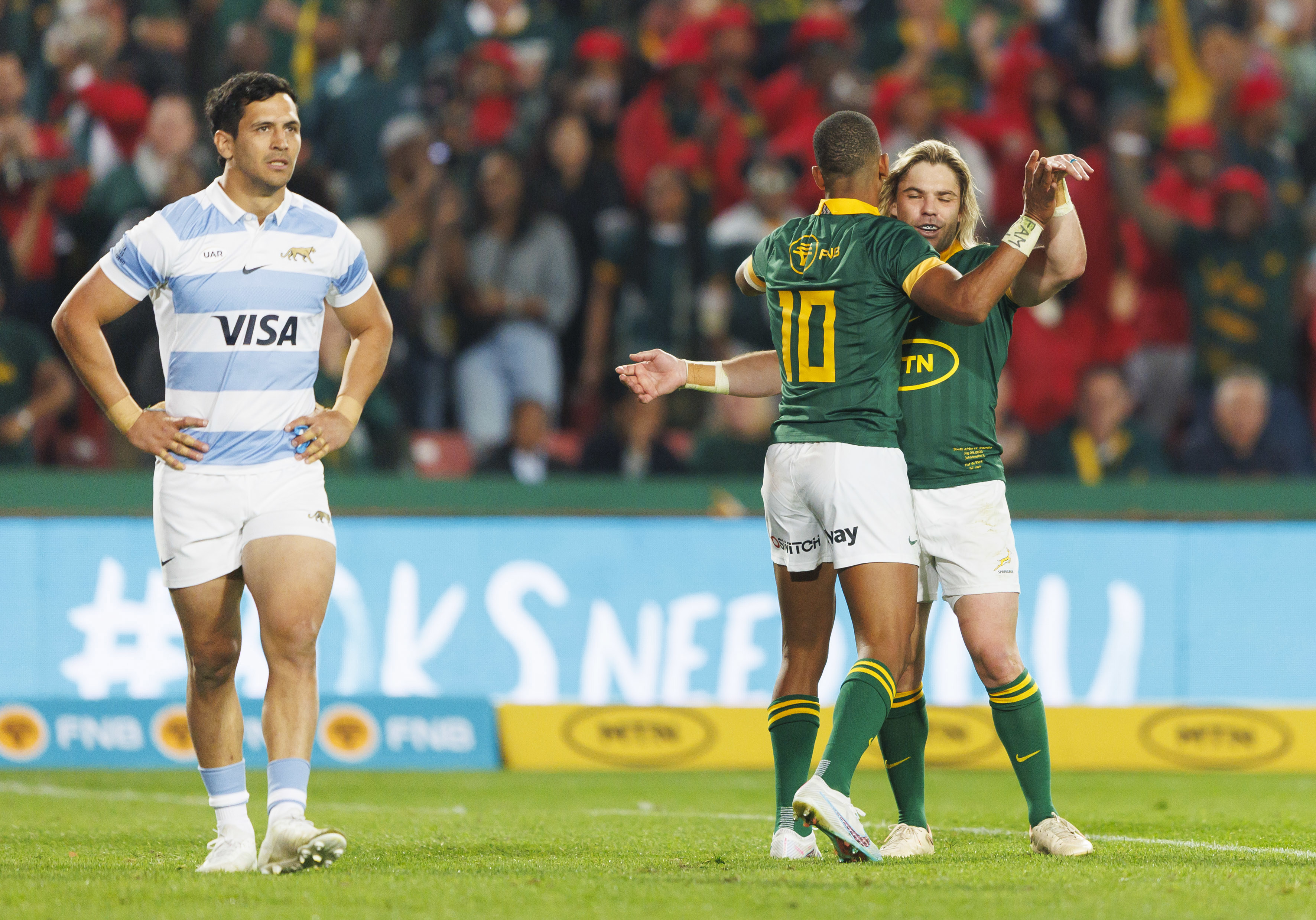 Manie Libbok and Francois de Klerk of the Springboks during The Rugby Championship.