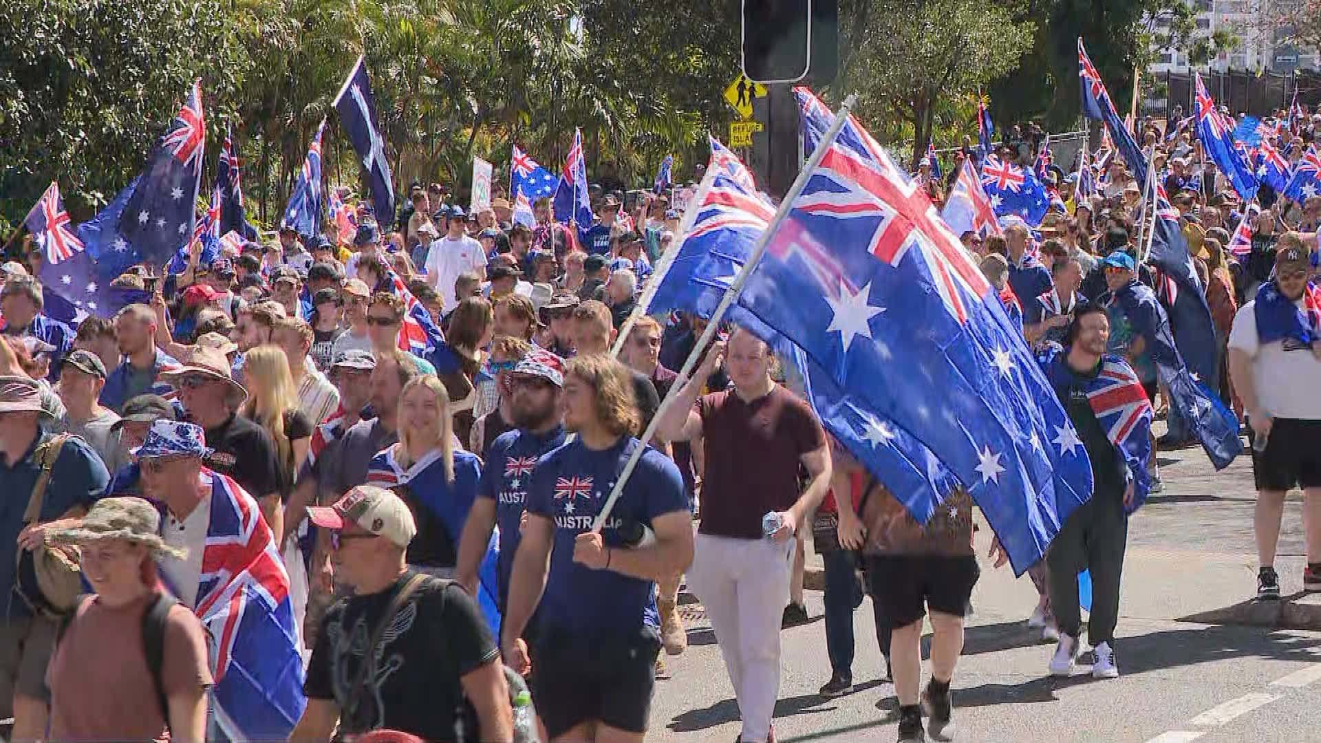 Pro-Australia protesters in Brisbane.