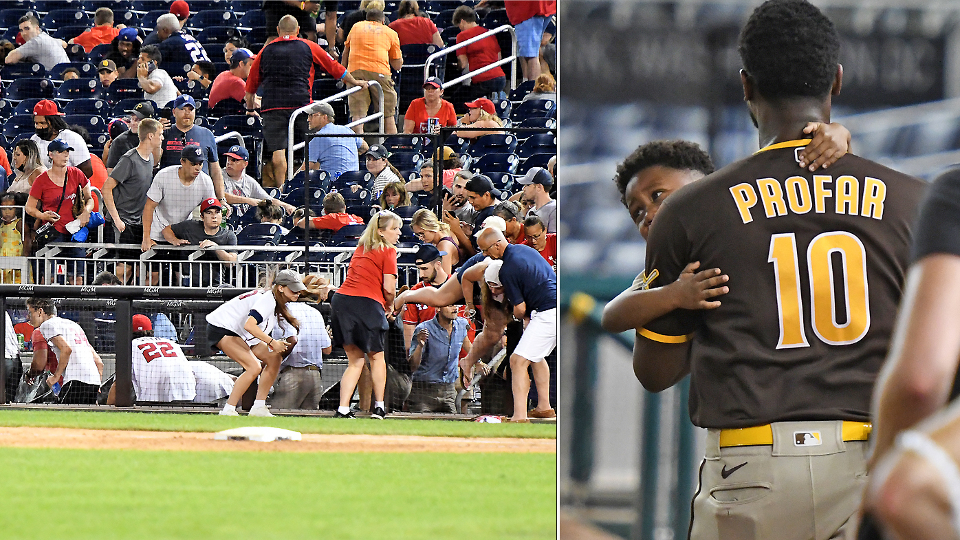 Shots are heard at the Padres v Nationals MLB game