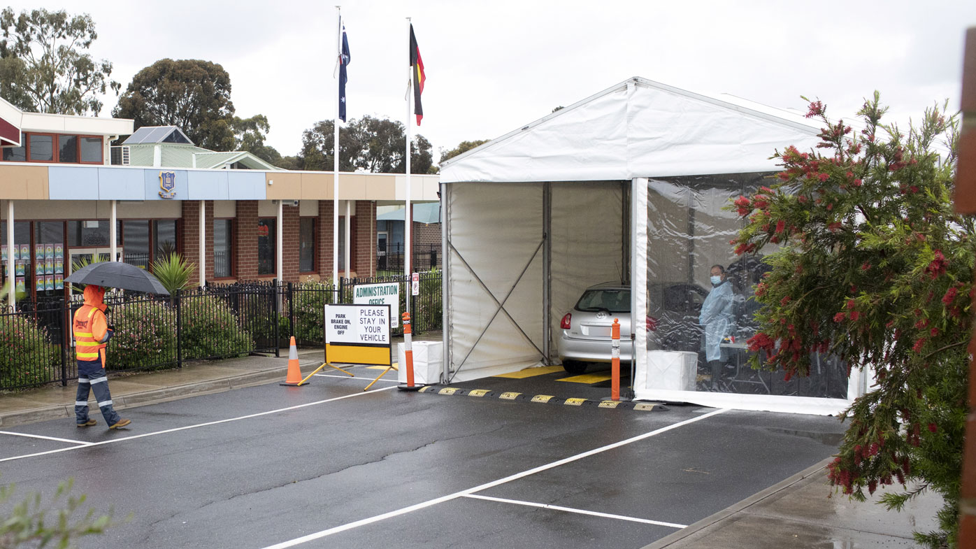 A pop up Covid-19 testing site at East Preston Islamic School after a cluster of cases was found.