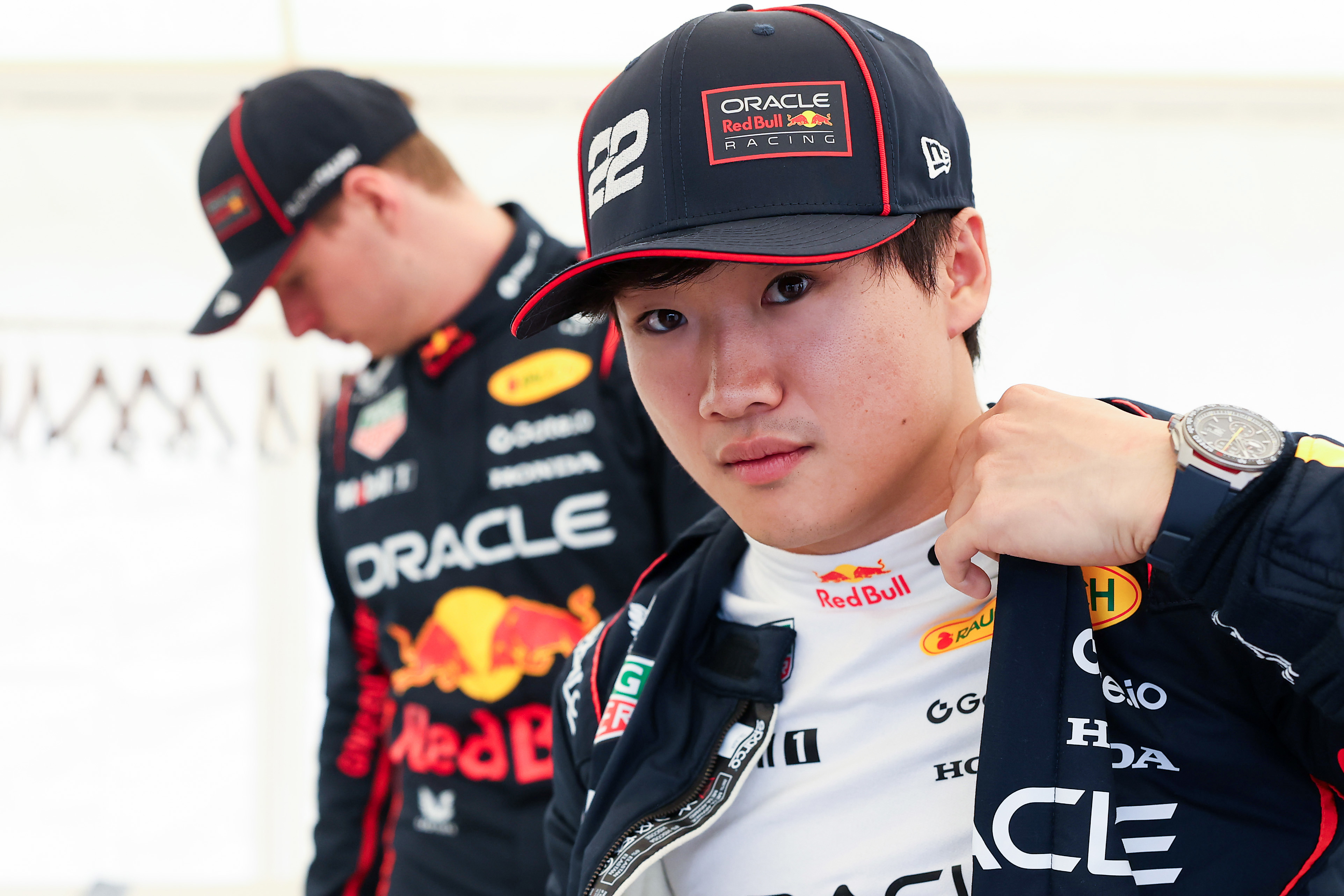 Yuki Tsunoda of Japan and Oracle Red Bull Racing prepares to drive during an Oracle Red Bull Racing Show Run on April 02, 2025 in Tokyo, Japan. (Photo by Mark Thompson/Getty Images for Oracle Red Bull Racing)