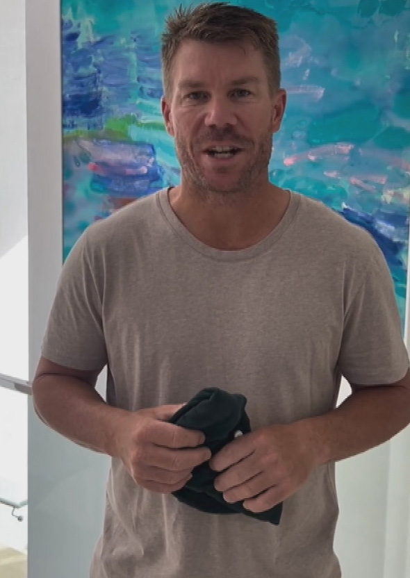 A still of the instagram post David Warner used to announce he had been reunited with his baggy greens.