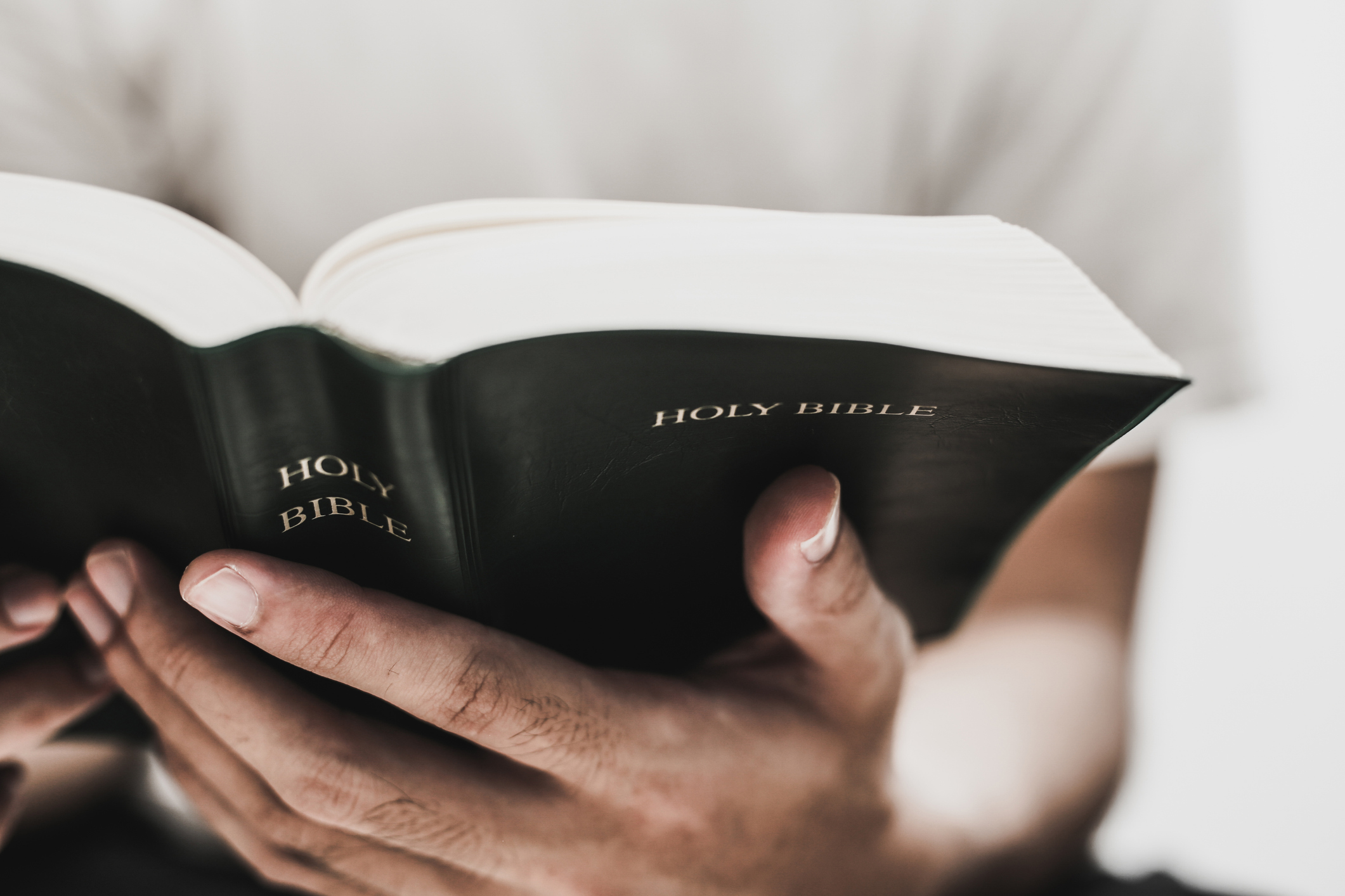 Closeup shot of reading holy bible.