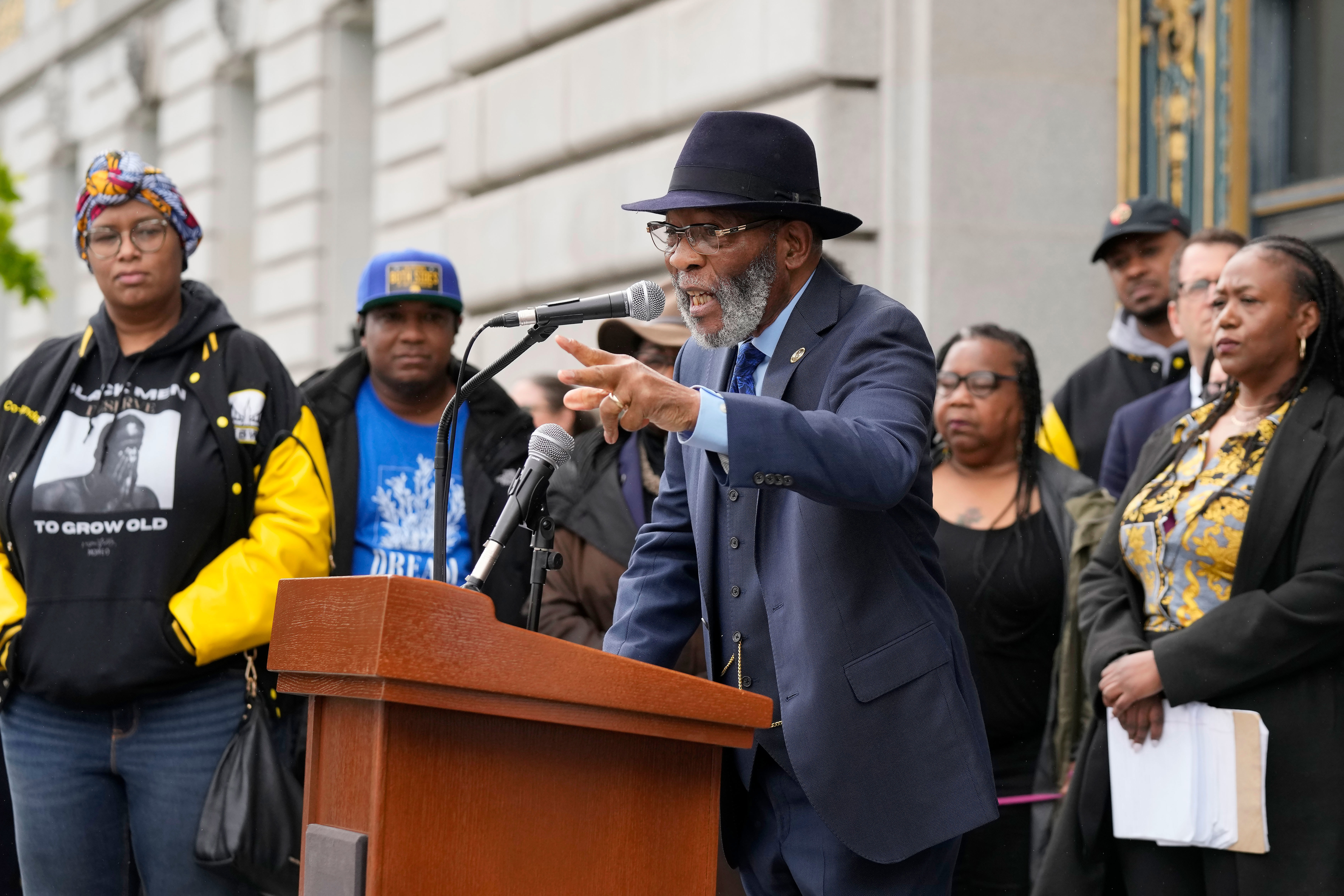 Dr. Amos Brown speaks at a reparations rally.