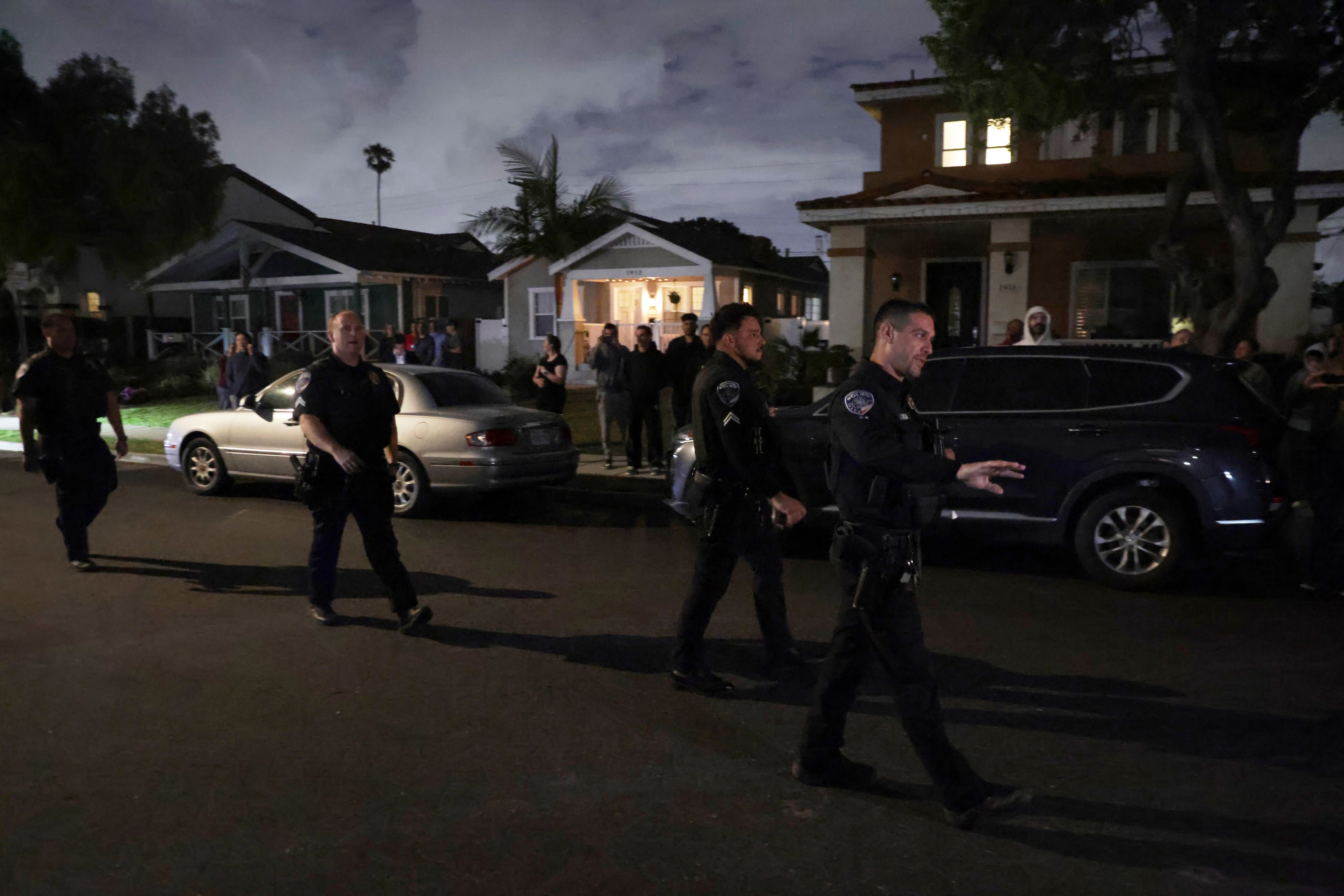 FBI officers at an address connected to Cole Tomas Allen, the shooting suspect at the White House Correspondents Dinner in Torrance, California.