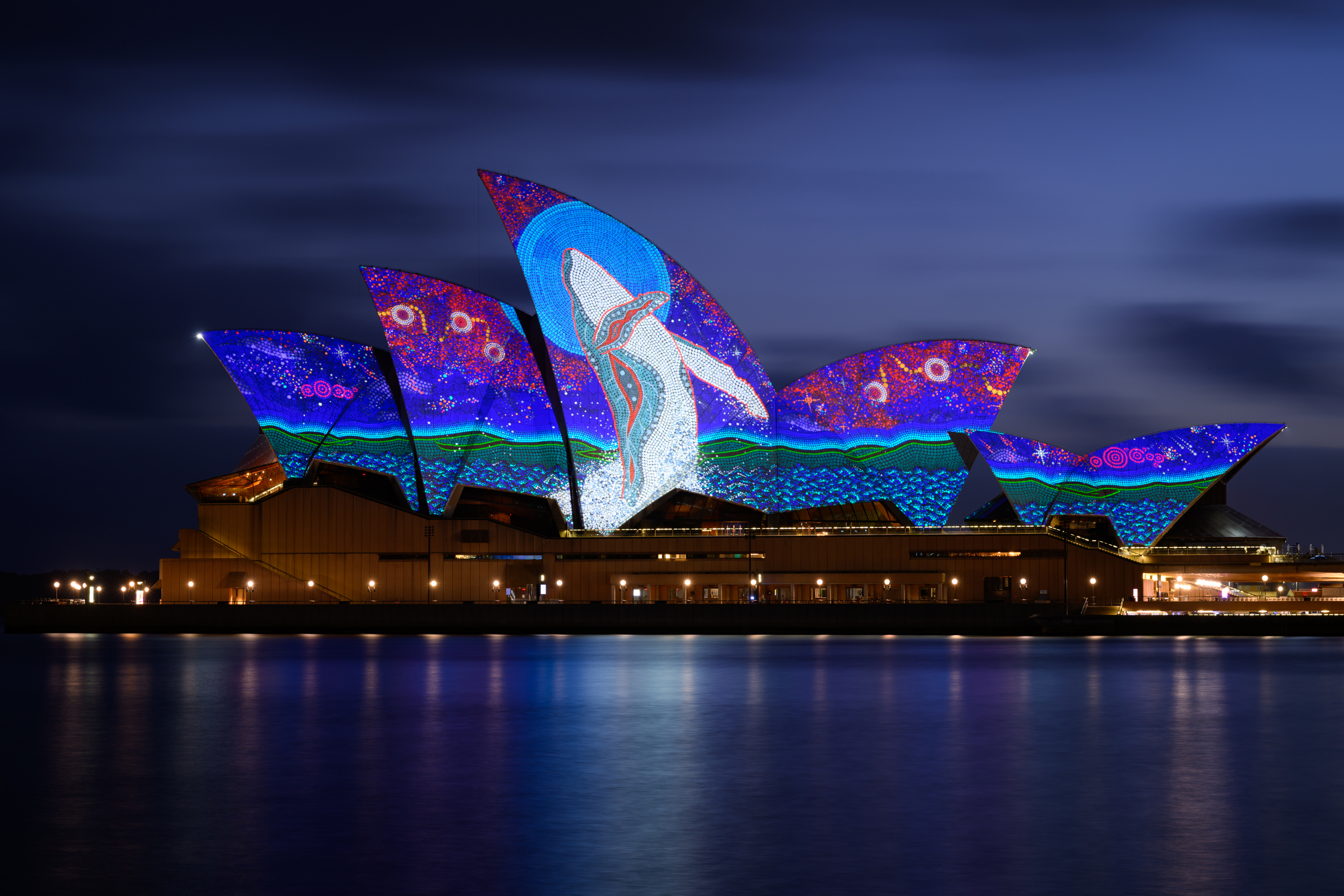 Sydney Opera House was illuminated with a First Nations artwork this morning.