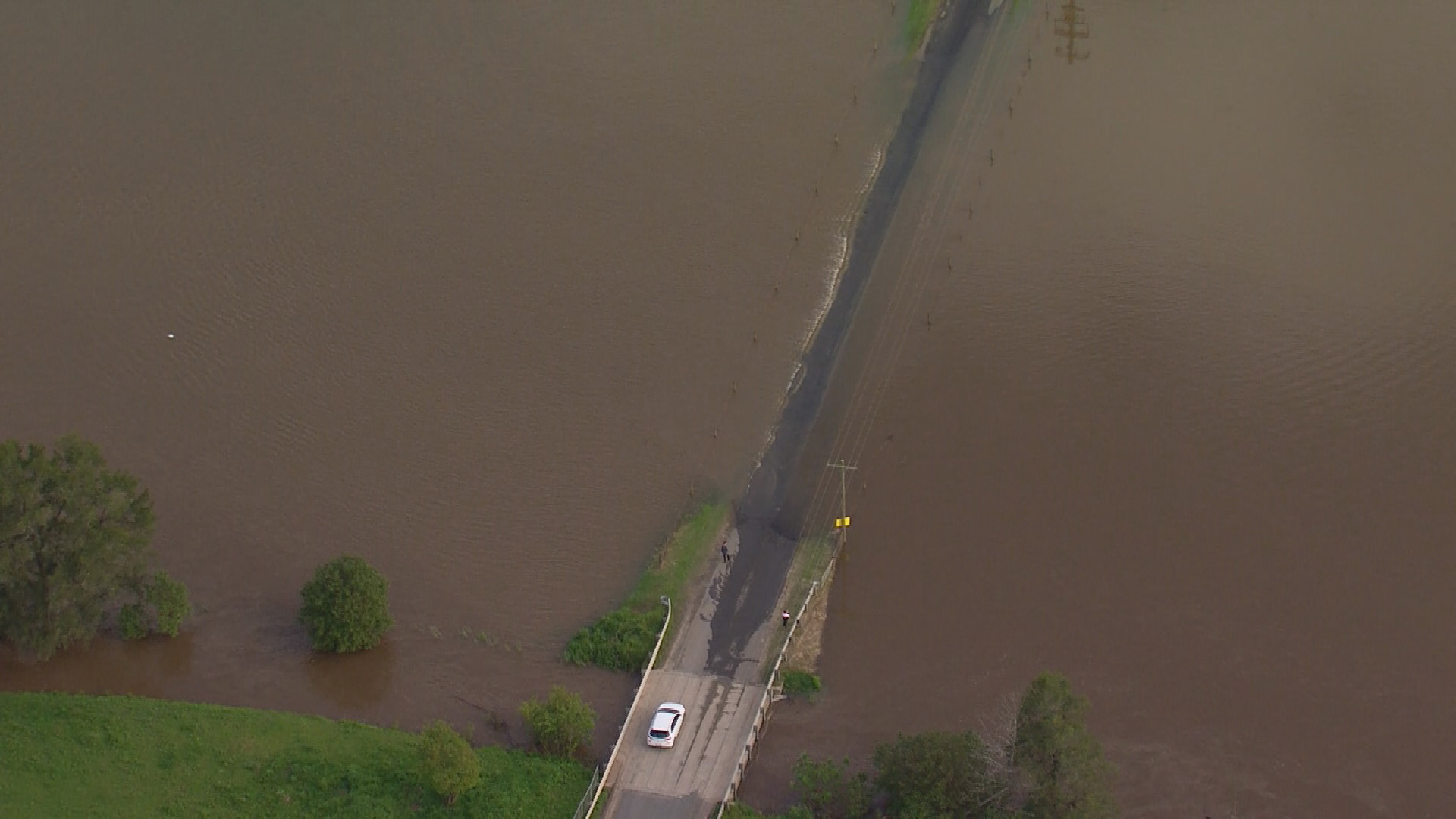 A bridge on the edge of Sydney goes underwater.