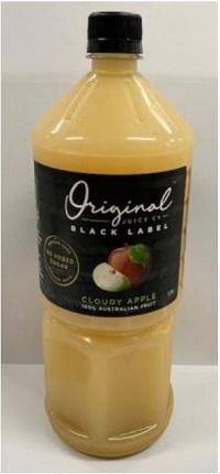 Thirsty Brothers Pty Ltd is conducting a recall of Original Juice Co. Black Label Cloudy Apple Juice 1.5L. The product has been available for sale at Coles in NSW and VIC. 