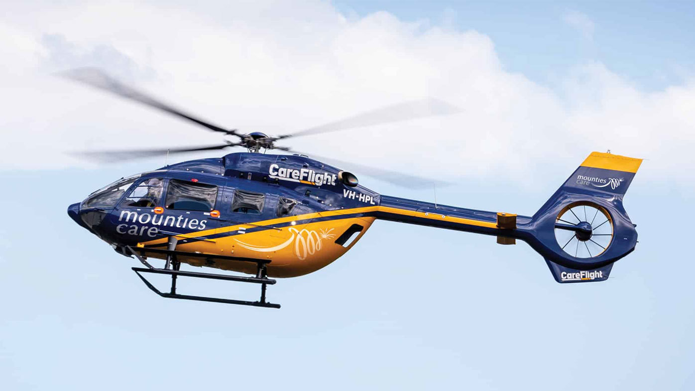 A CareFlight helicopter responded to a chainsaw accident which left a man with deep cuts to his arm.