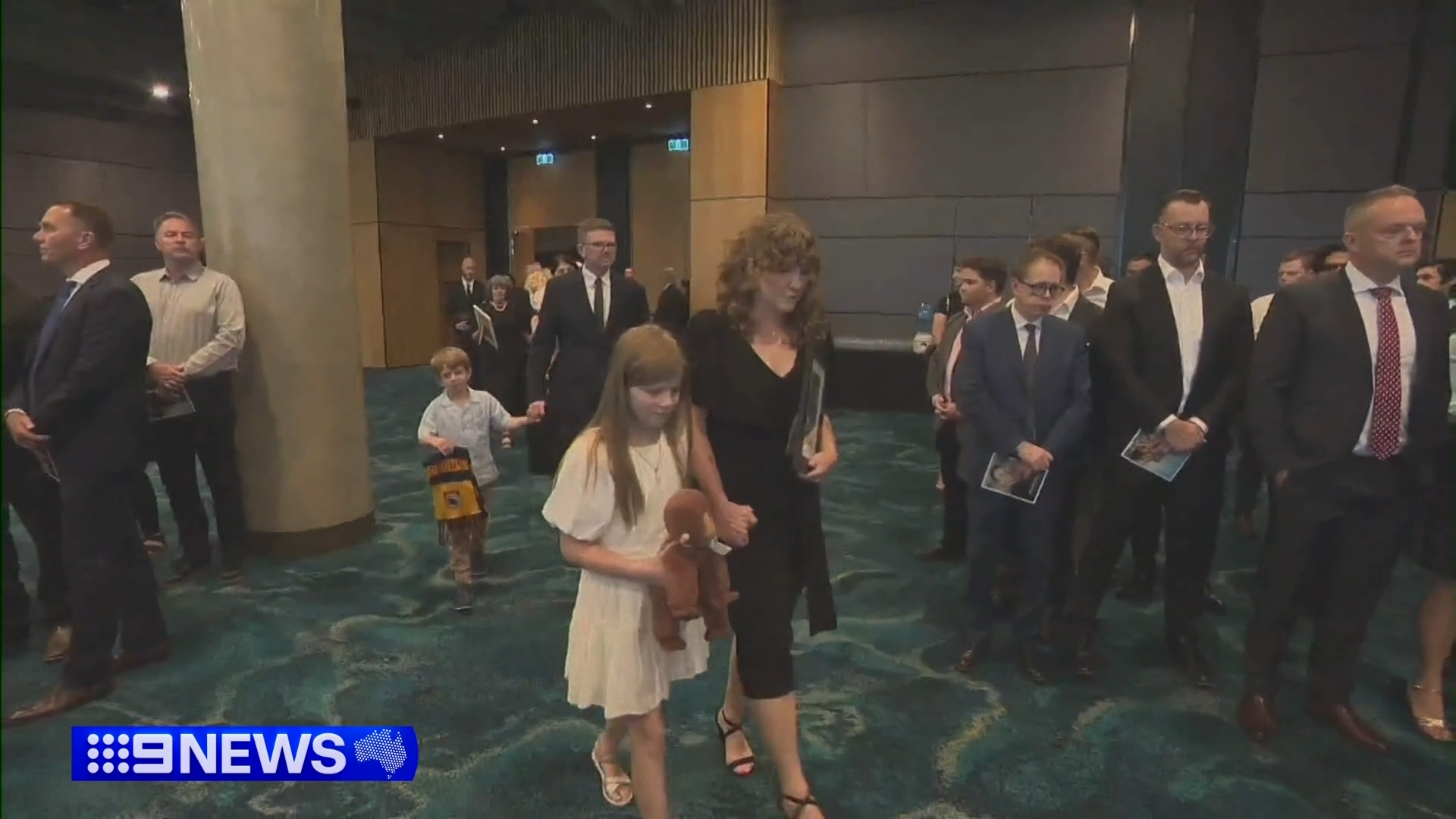 Tim Picton's daughter Charlotte and family members arrive at his memorial in Perth