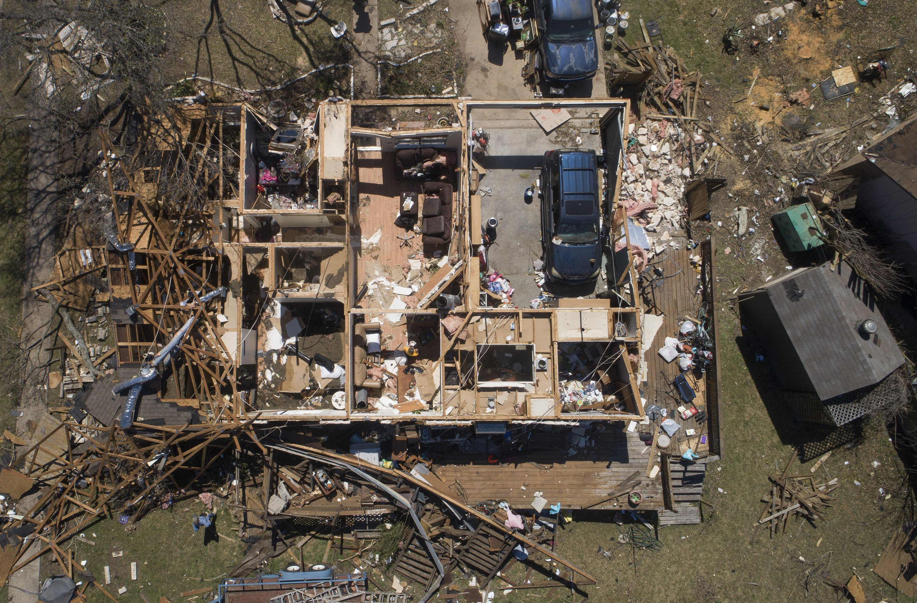 A house on Stratford Drive in Round Rock in Texas was damaged by a tornado that struck on Monday.