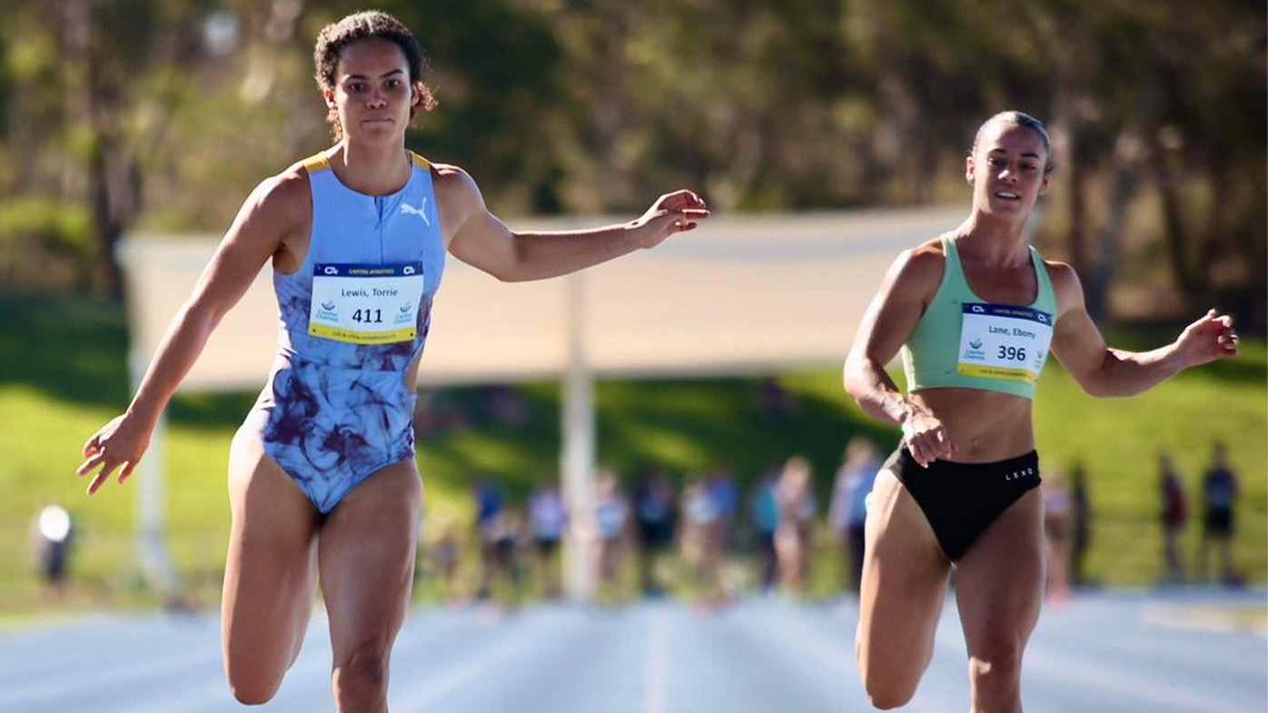 Torrie Lewis (left) and Ebony Lane in action on Saturday.