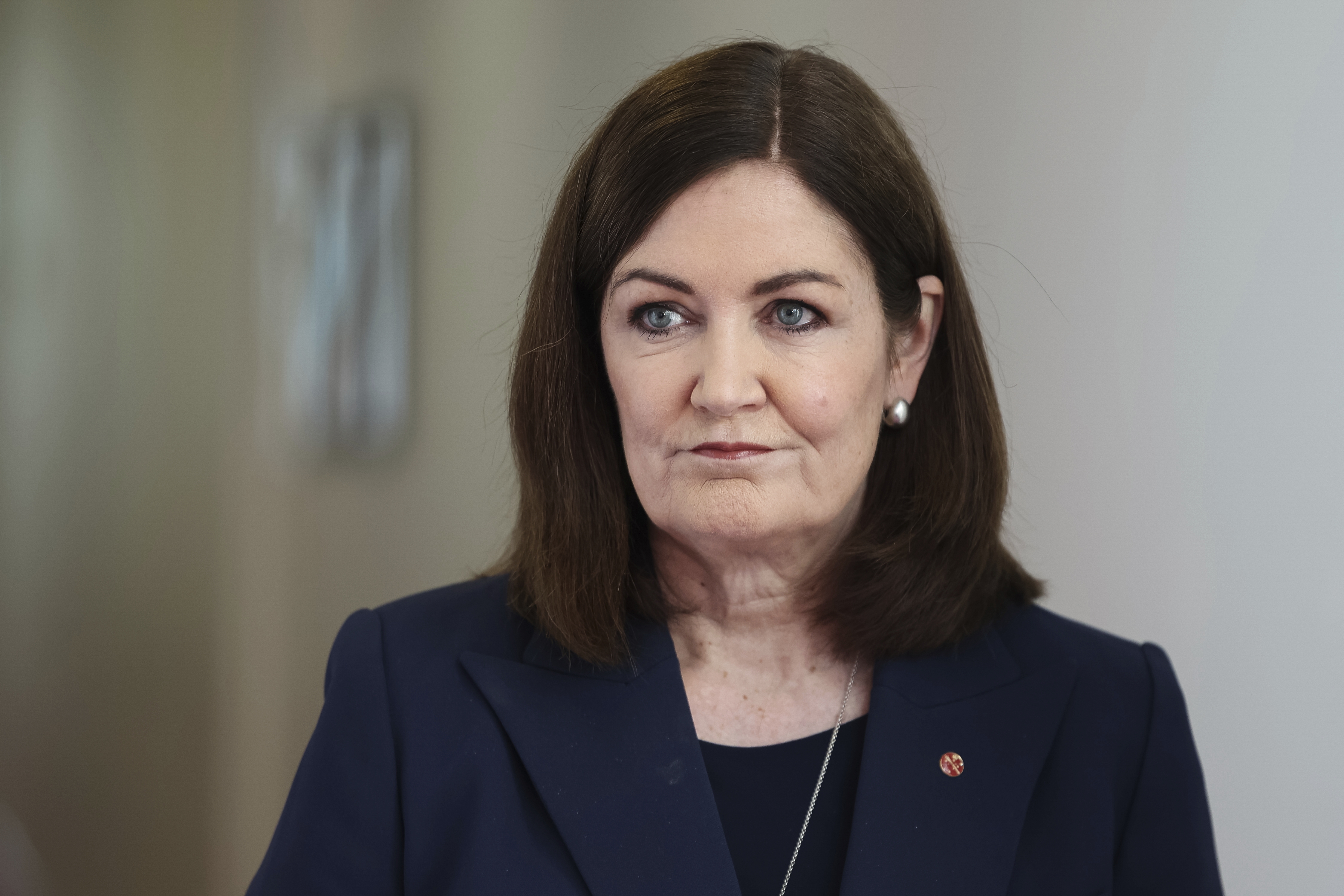 Senator Sarah Henderson during a doorstop interview in the press gallery at Parliament House in Canberra on Monday 3 November 2025.