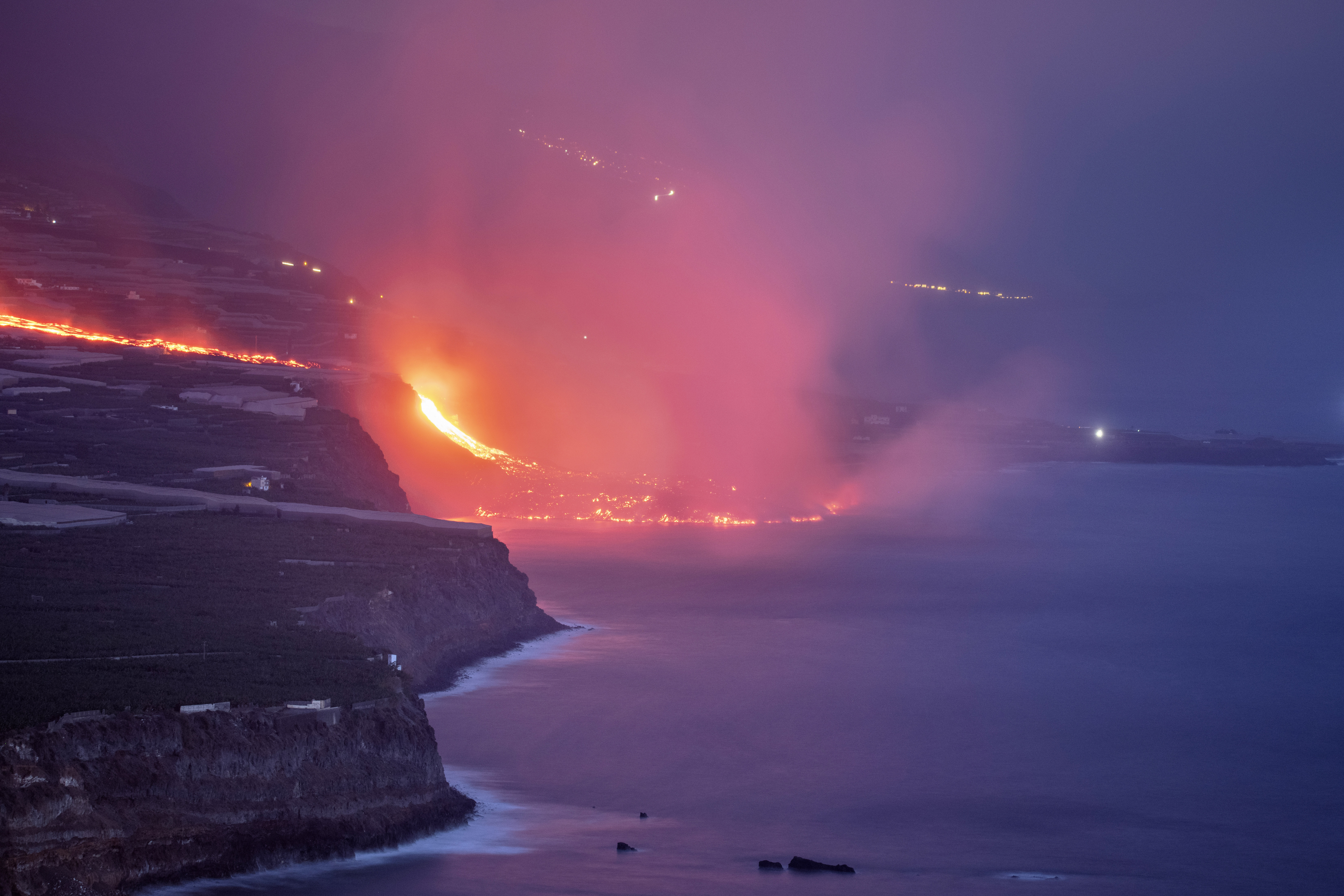 Lava from a volcano on Spains Canary Islands has finally reached the Atlantic Ocean. 