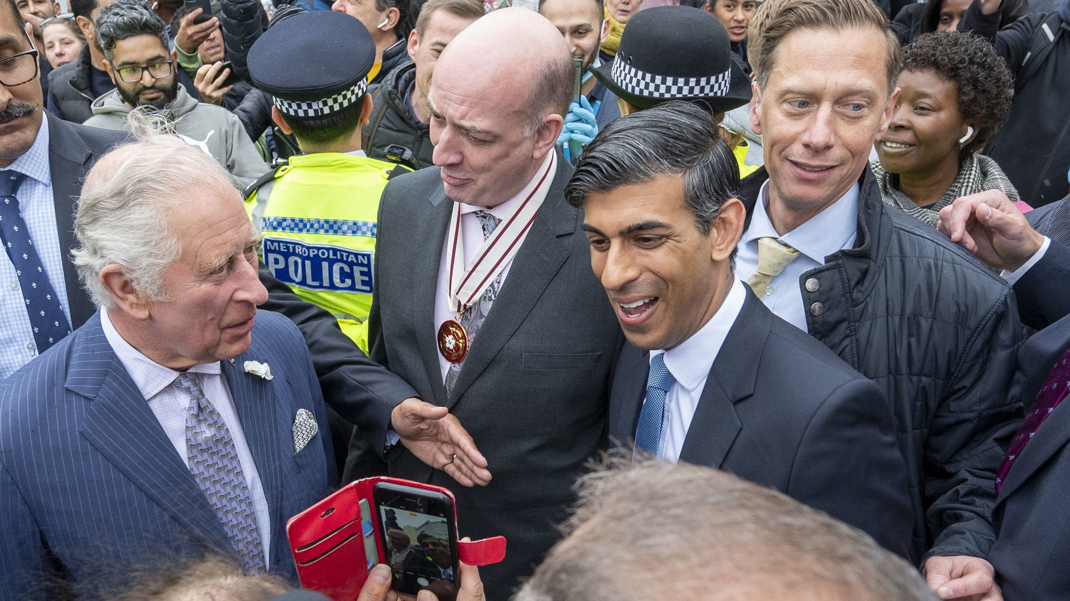 Then Prince Charles, with then Chancellor Rishi Sunak, in Walworth, London.