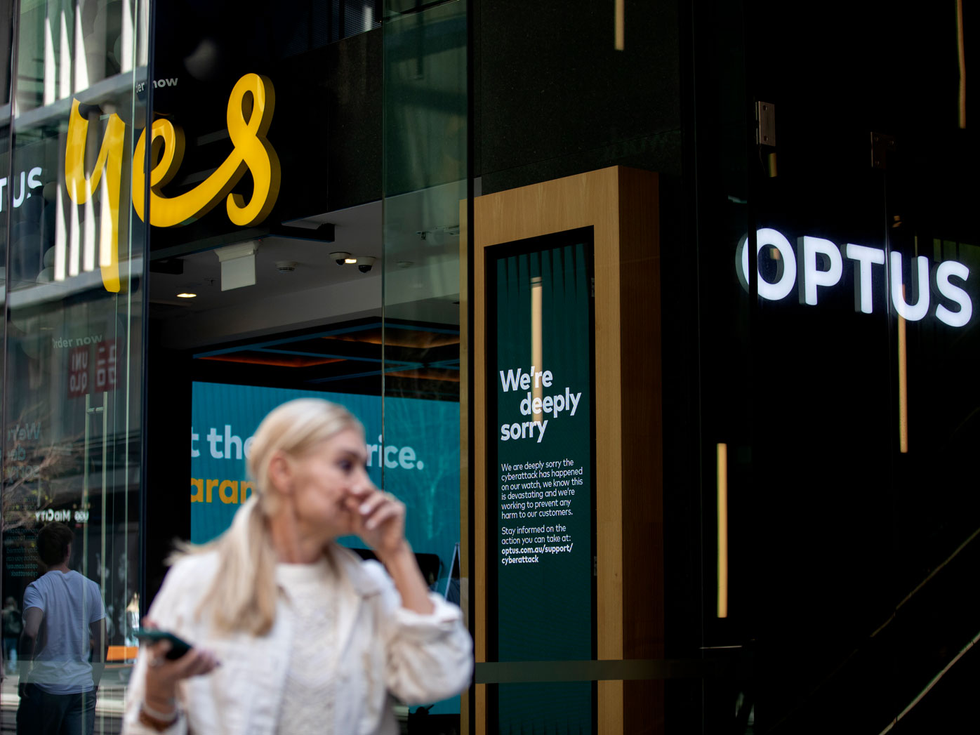 An Optus store front in George Street, in Sydney's CBD.