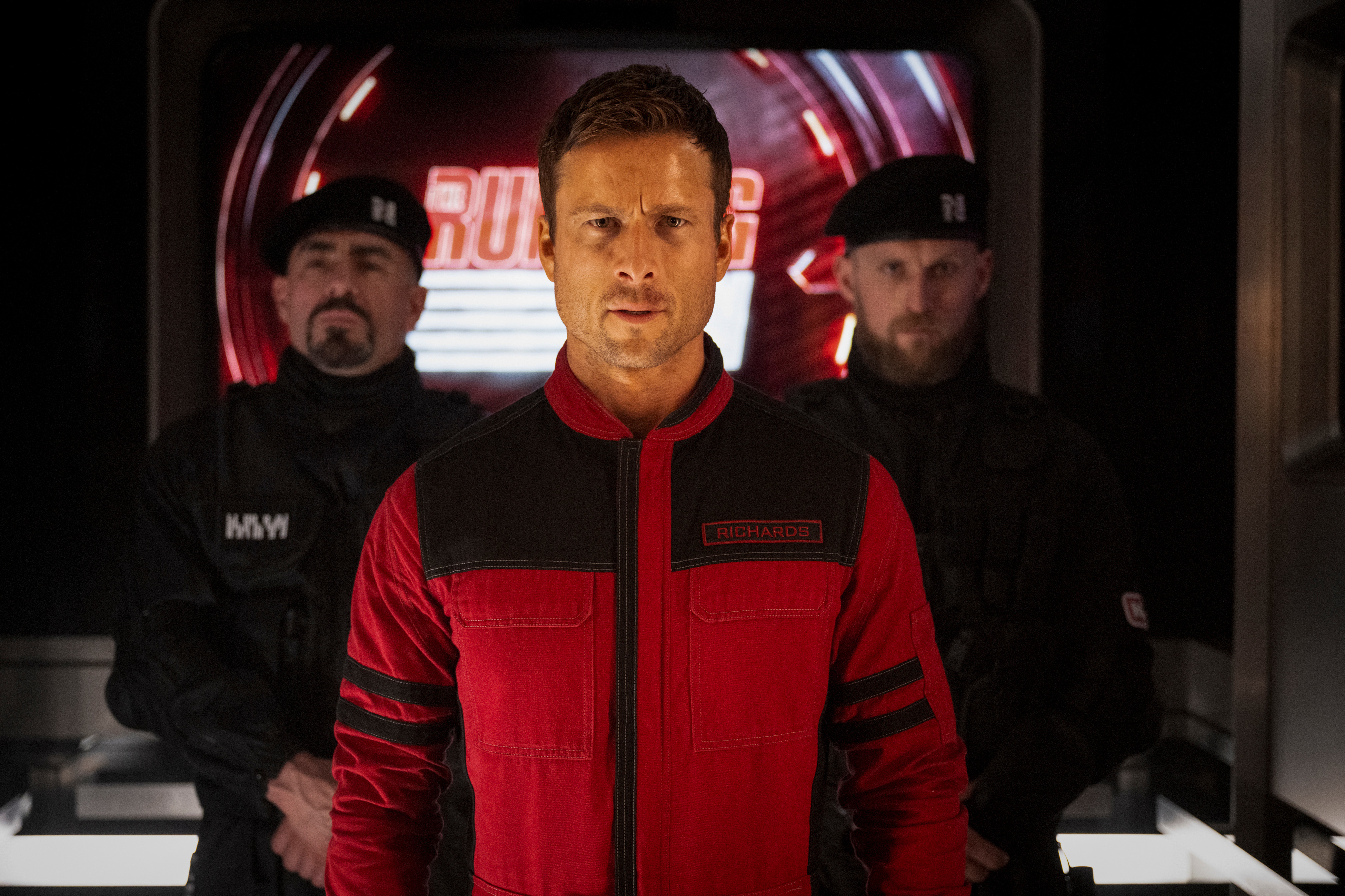 This image released by Paramount Pictures shows Glen Powell in a scene from The Running Man. 
