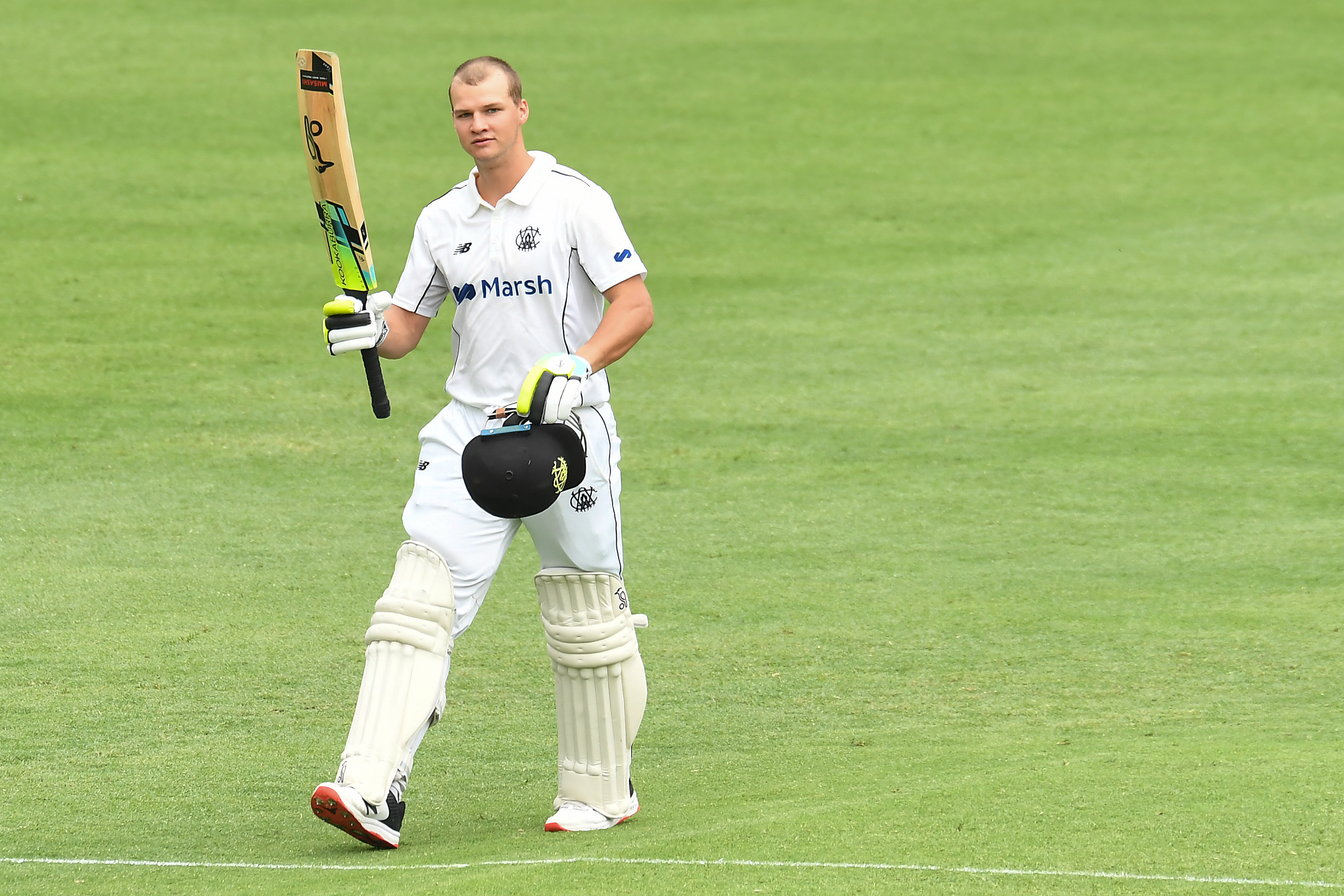 Josh Philippe of Western Australia celebrates his century.