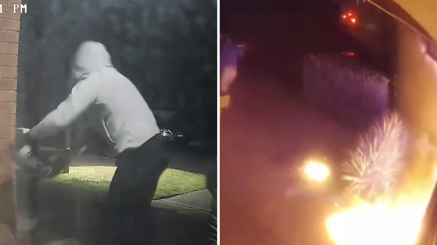 They can then be seen lighting it up, ﻿with one man appearing to have burnt himself in the process.