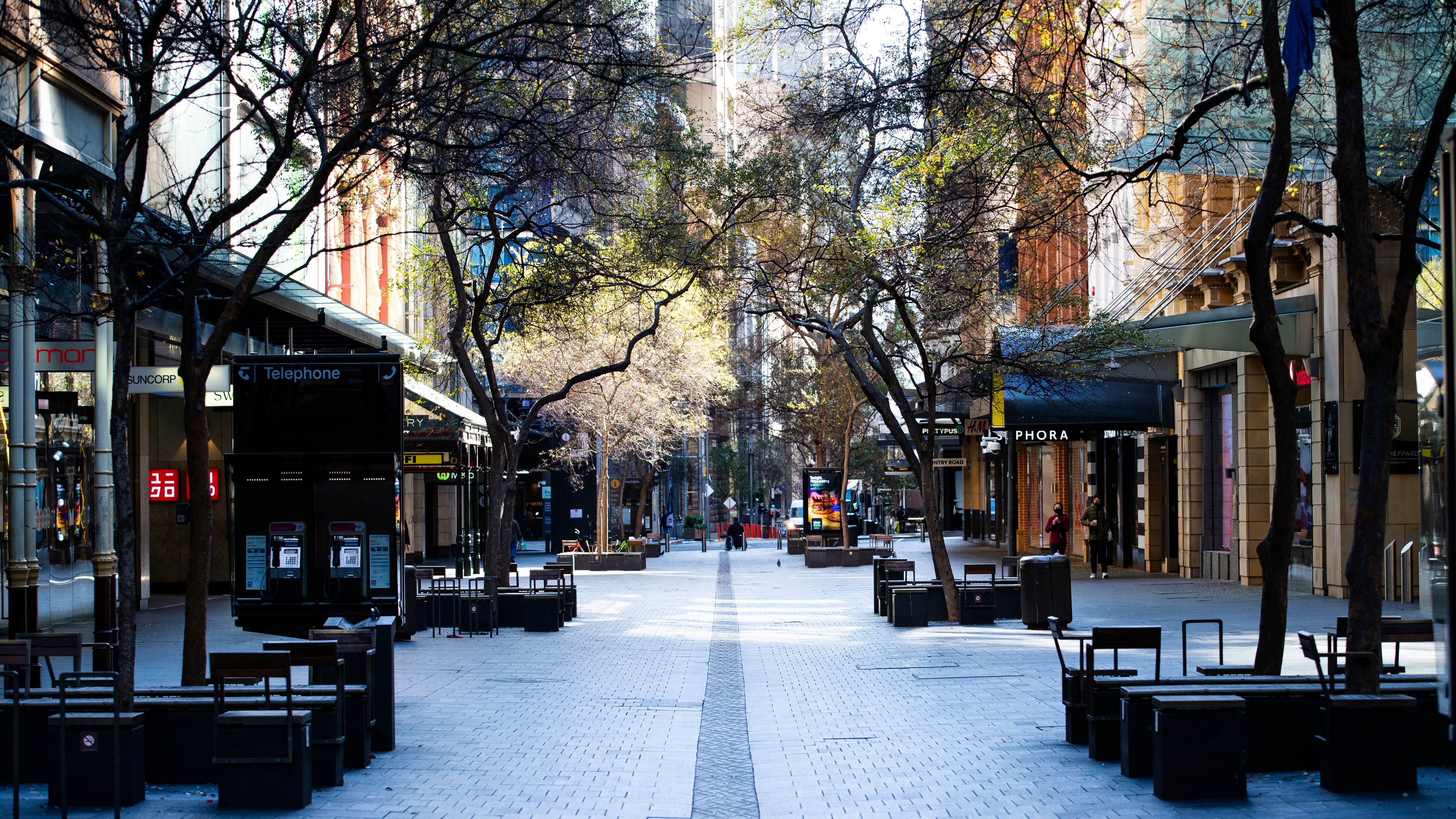 Empty streets in the CBD.