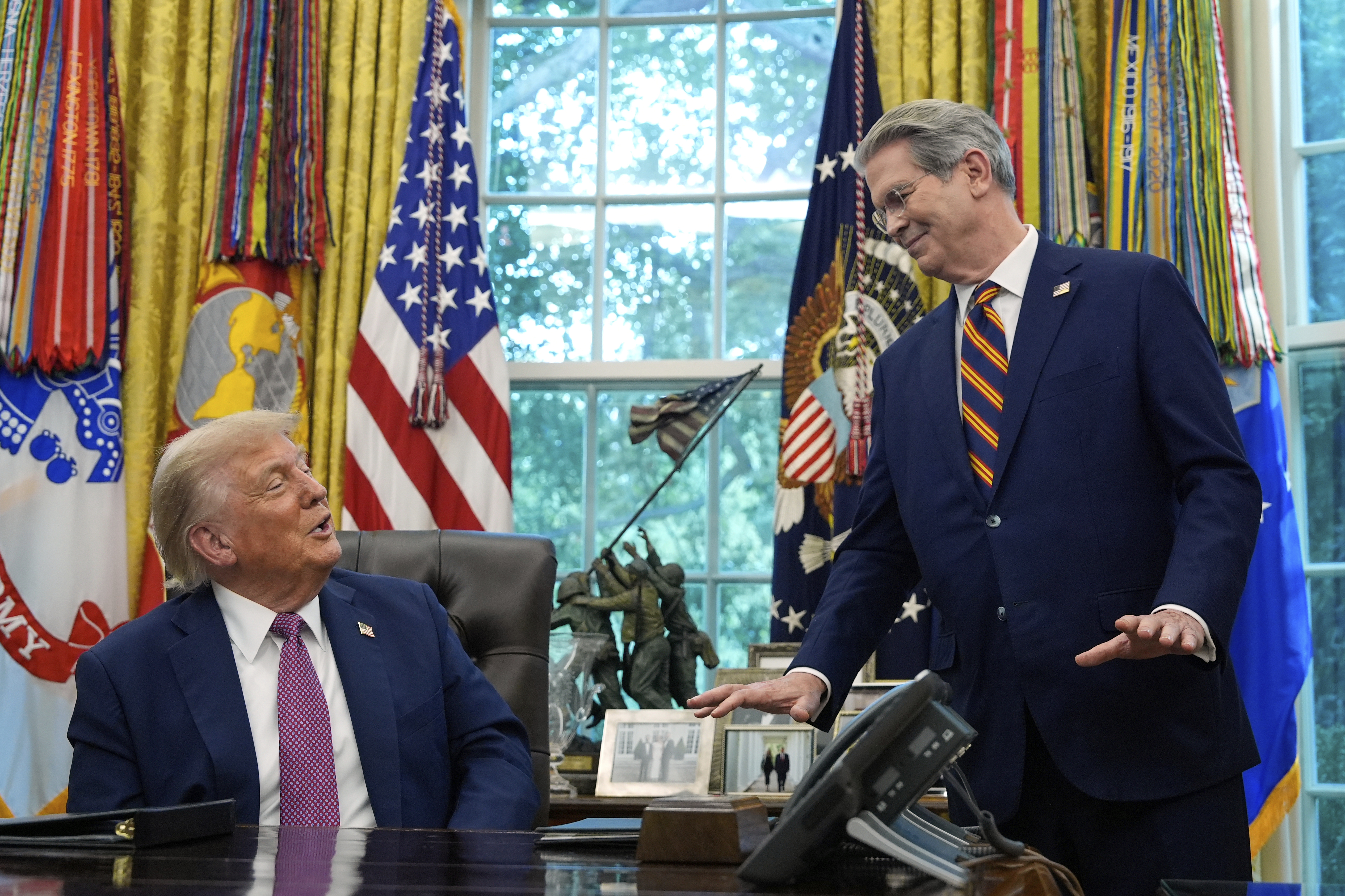 Treasury Secretary Scott Bessent in the Oval Office with Donald Trump.