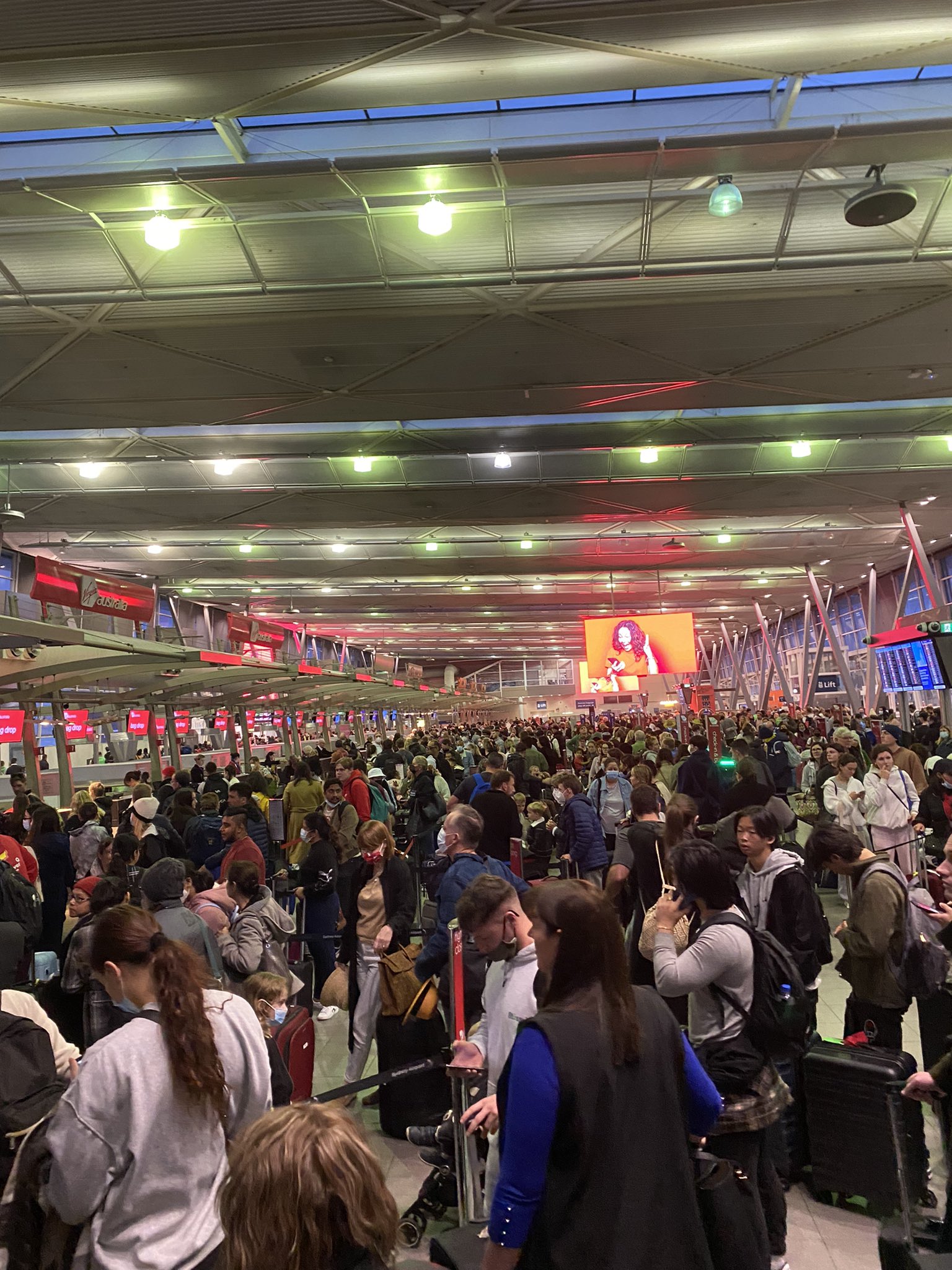 Chaos at Sydney Airport again as check-in wait times skyrocket