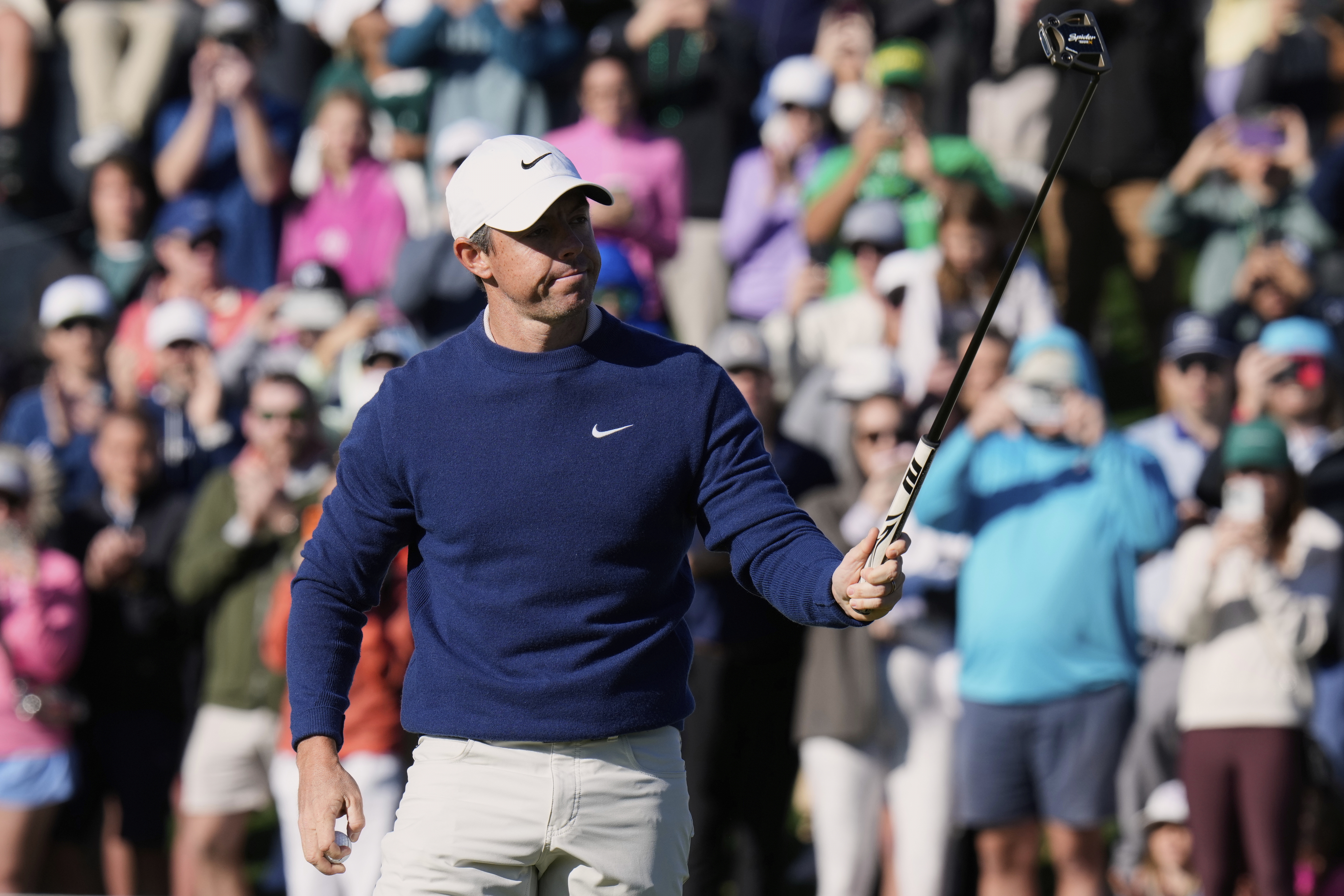 Rory McIlroy of Northern Ireland reacts after winning a playoff round of The Players Championship.