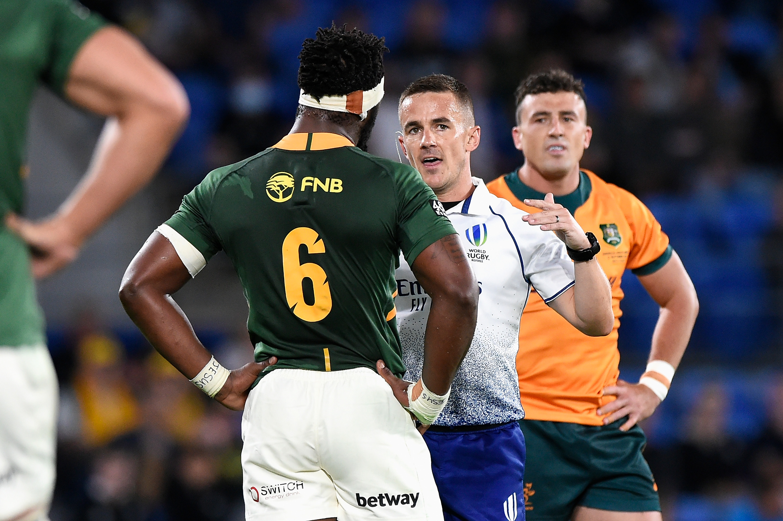 Rugby Springboks Siya Kolisi yellow card, Wallabies v South Africa Rugby Championship