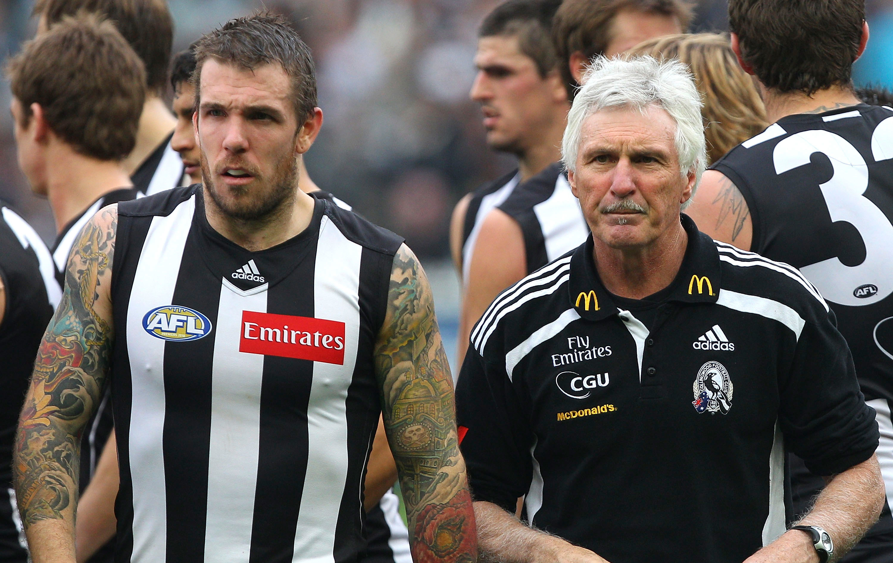 Dane Swan and Mick Malthouse as player and coach for Collingwood.