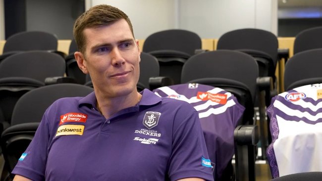 Mason Cox in a Fremantle polo.