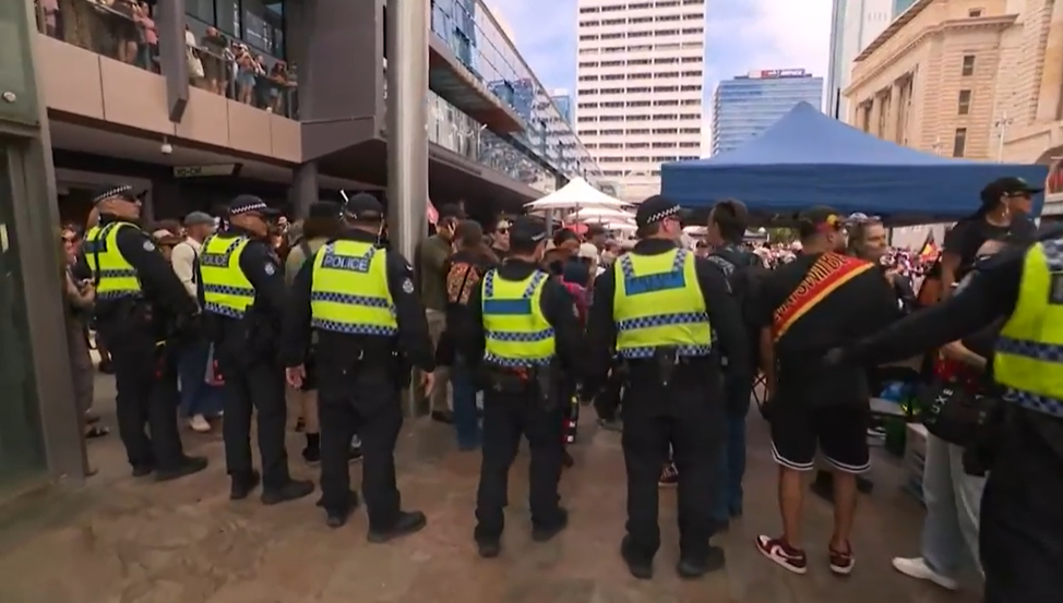The crowd was evacuated from Forrest Place around 12.30pm yesterday following bomb fears.
