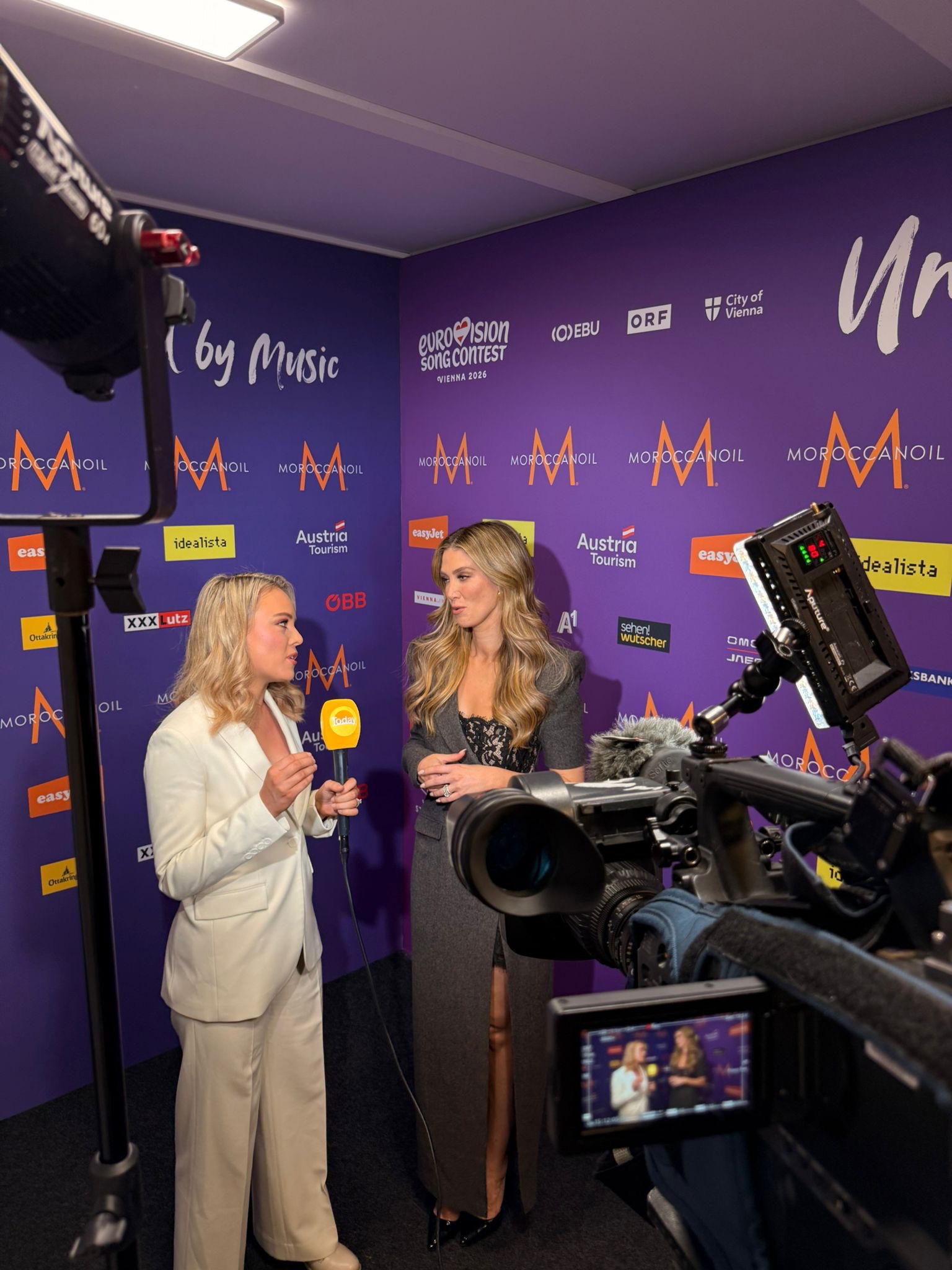 Hannah Sinclair reported on Eurovision in 2026 with Delta Goodrem