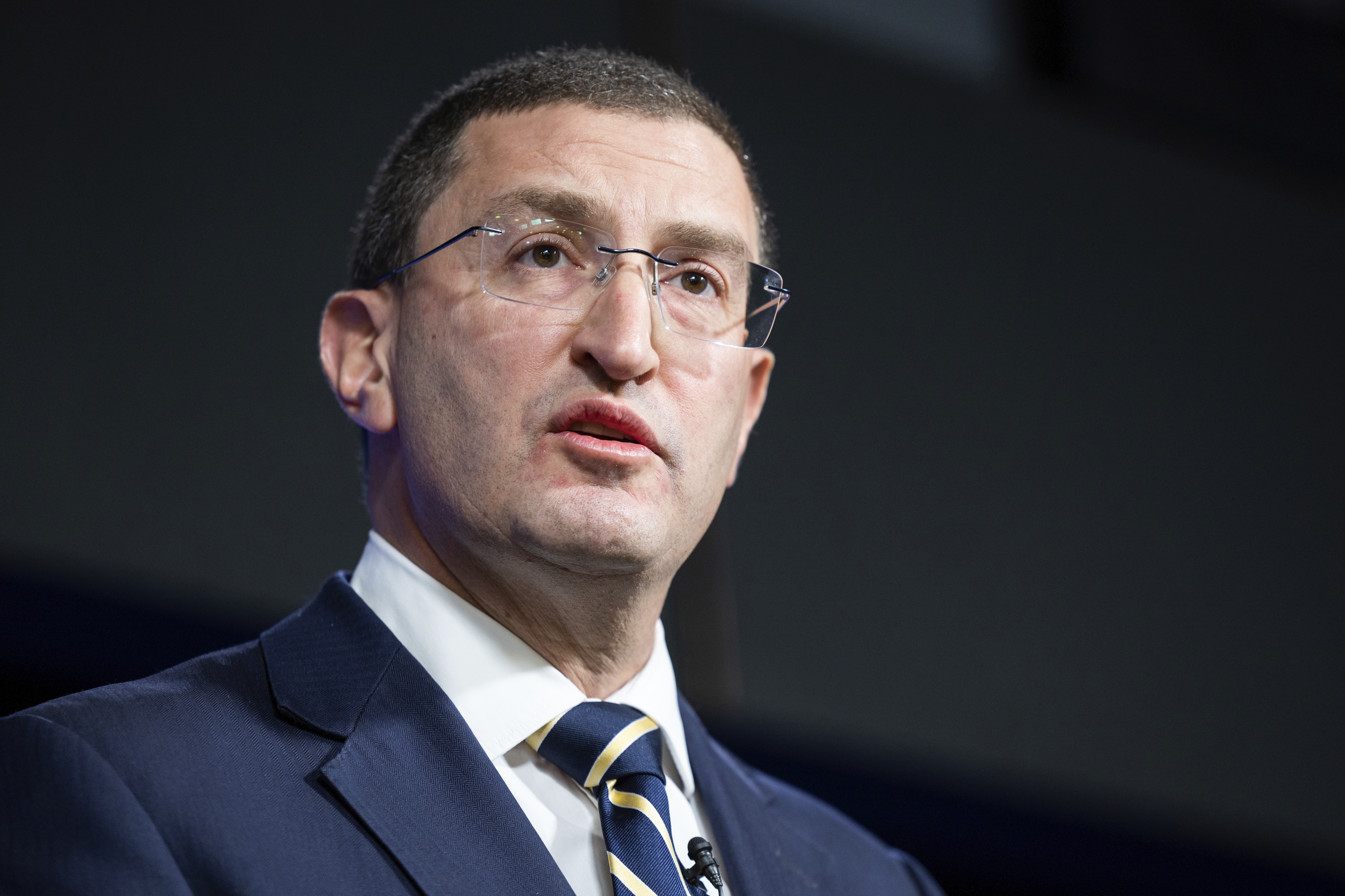 Shadow Attorney-General and Shadow Minister for Indigenous Australians Julian Leeser during an address to the National Press Club of Australia in Canberra on Monday 3 April 2023. fedpol Photo: Alex Ellinghausen