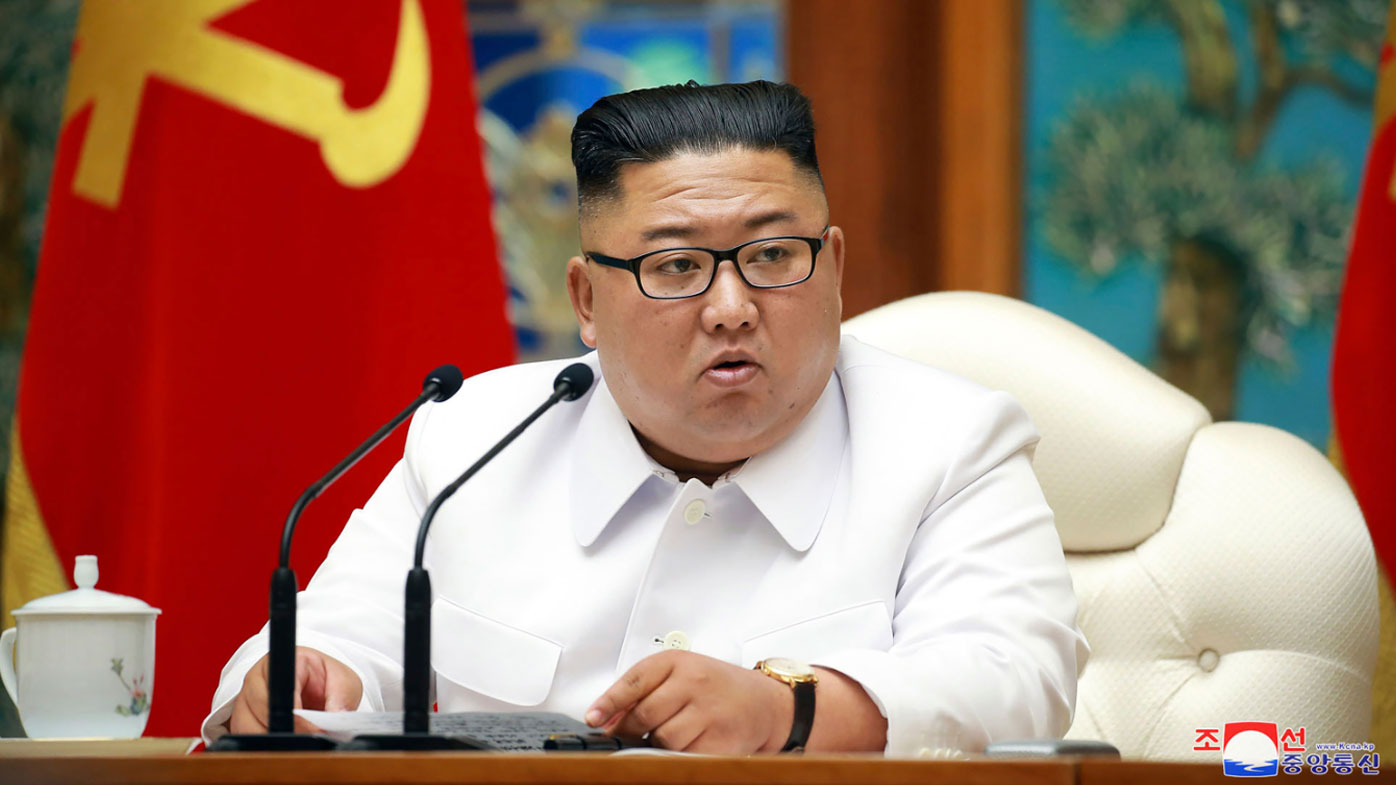 North Korean leader Kim Jong Un attends an emergency Politburo meeting in Pyongyang, North Korea Saturday, July 25, 2020.