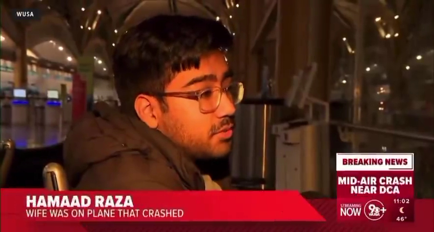 Man waits for news of wife at airport after Washington DC crash