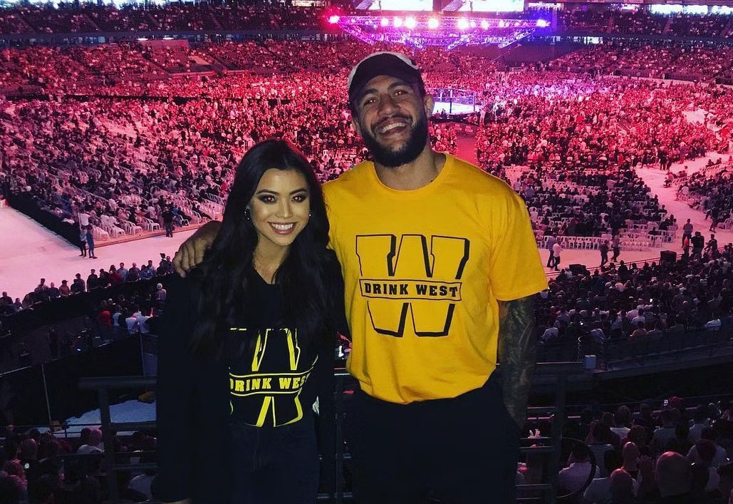 Tyson Pedro with wife Rosie.