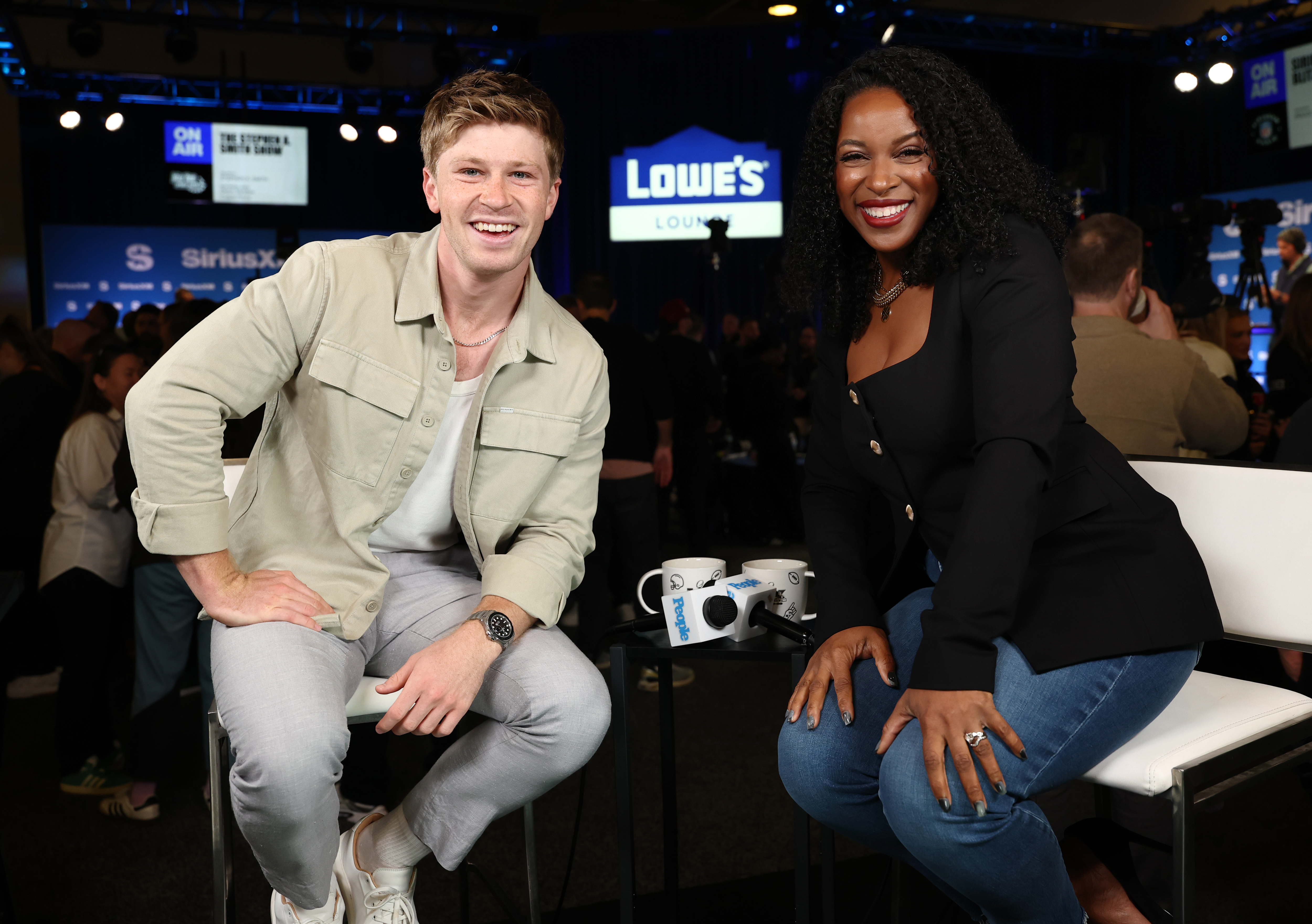 Robert Irwin visits Janine Rubenstein at SiriusXM on Radio Row at Super Bowl LX on February 06, 2026 in San Francisco, California. 
