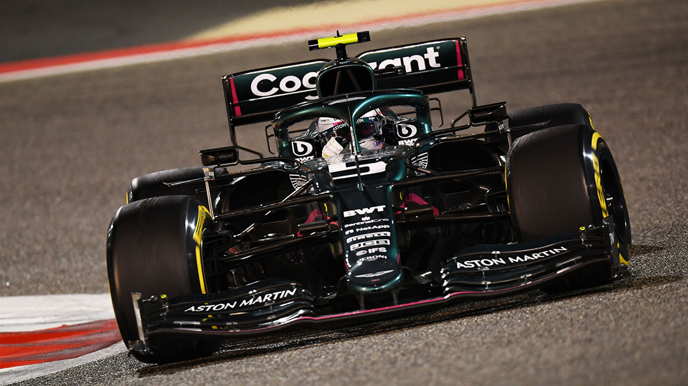 Sebastian Vettel in action for Aston Martin at the Bahrain Grand Prix.