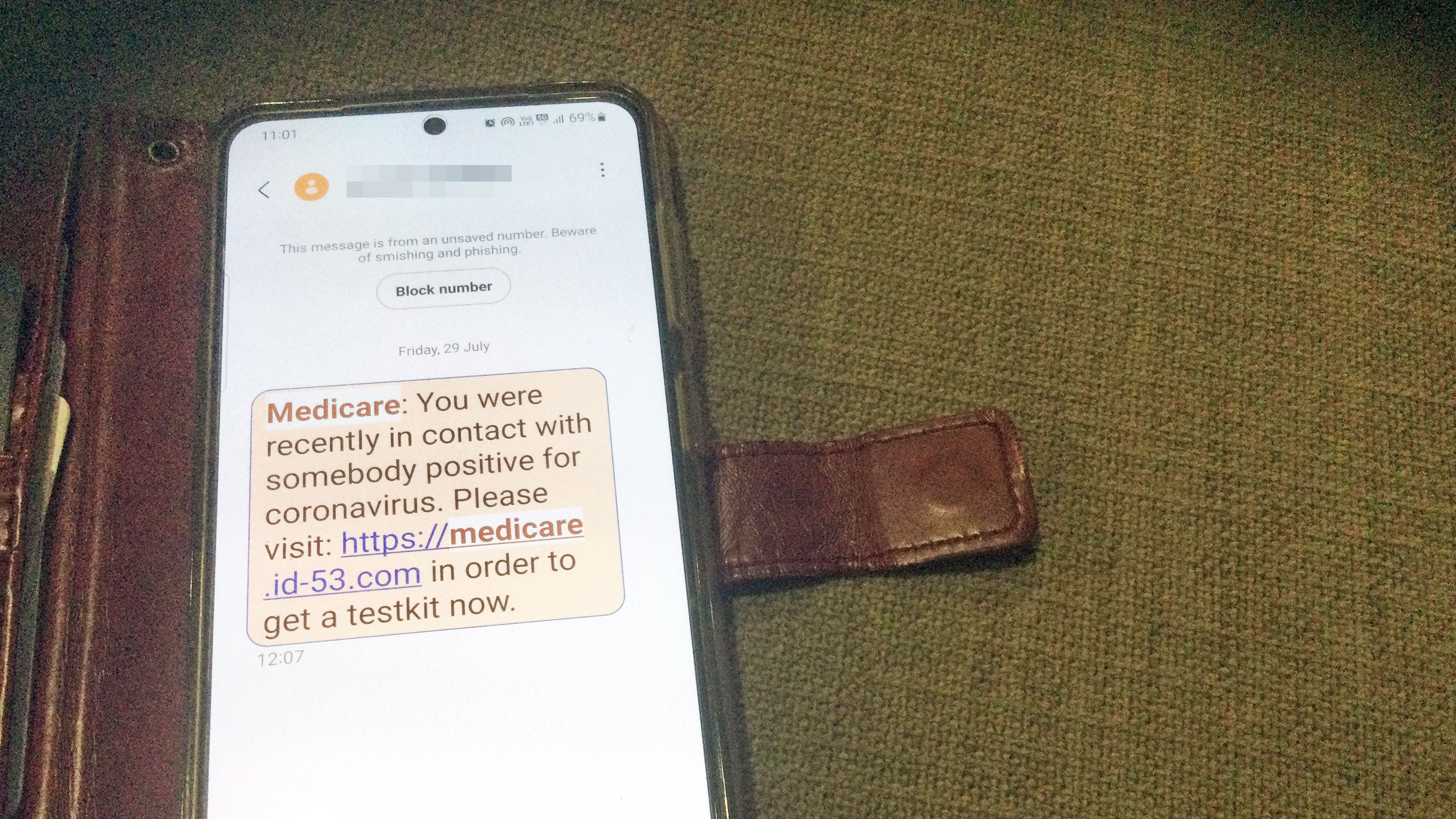 The text message Joanne Deans received purporting to be from Medicare.