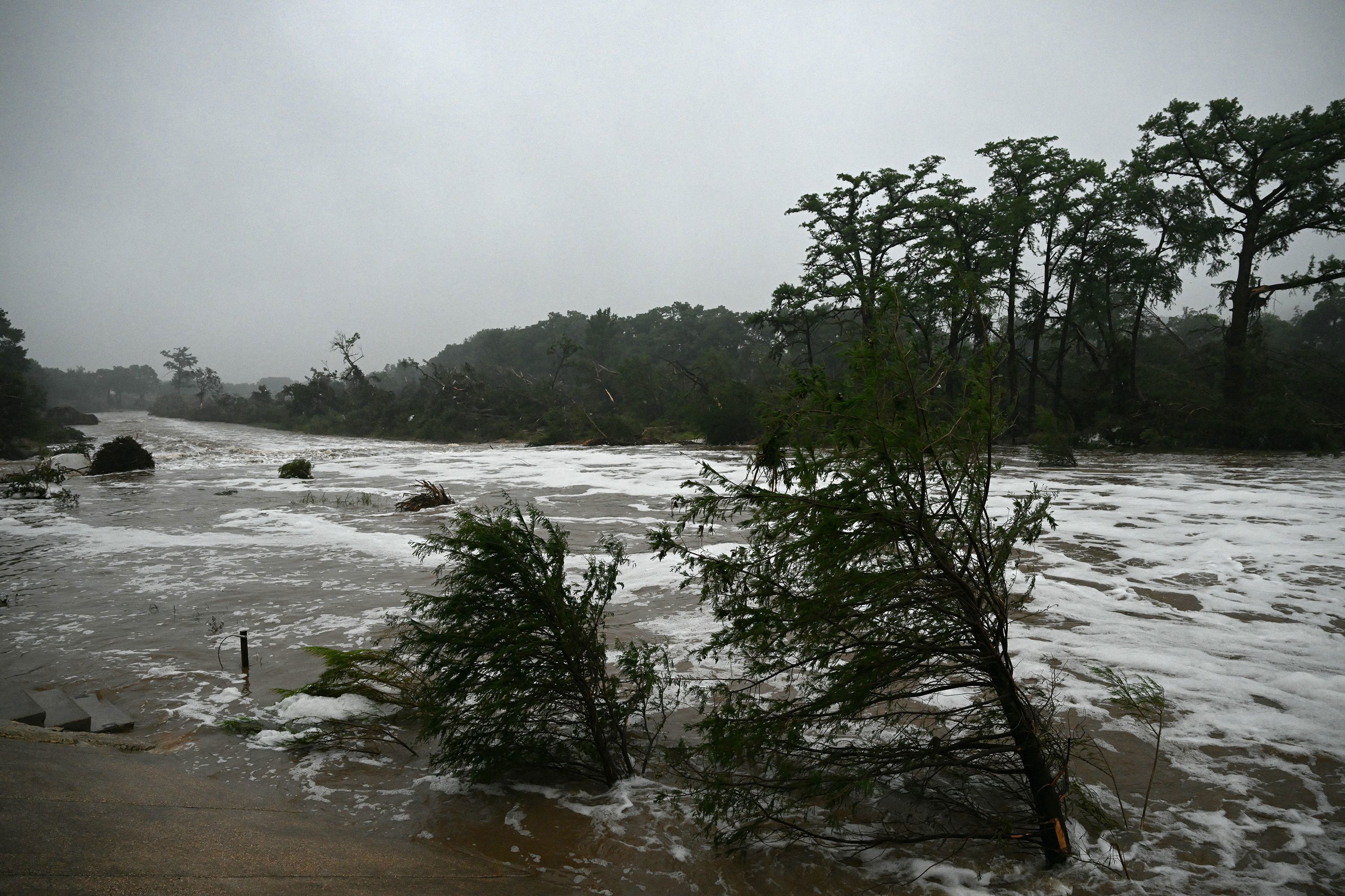  Flash flooding is seen at the Guadalupe River in Kerrville, Texas, on July 5.