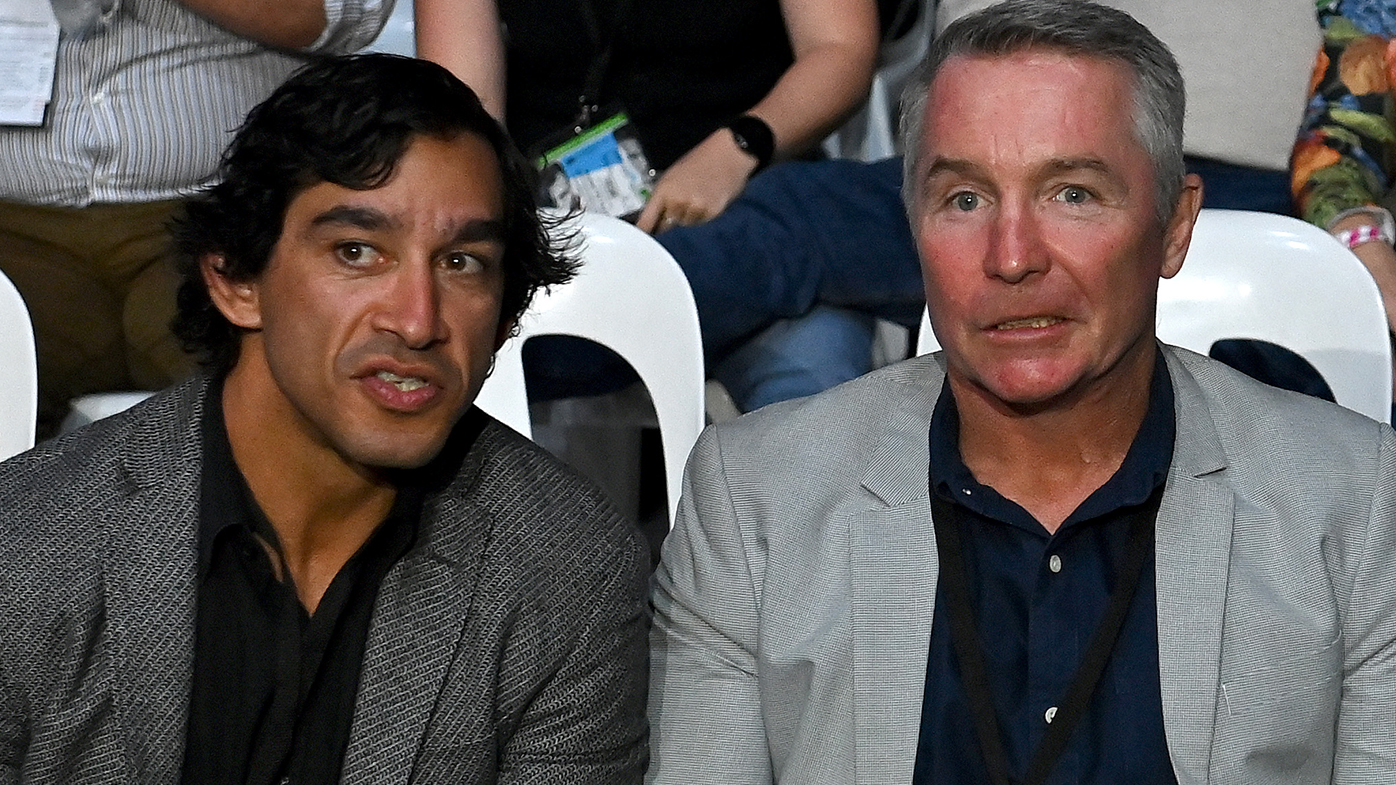 Johnathan Thurston with Paul Green at Jeff Horn's 2020 fight against Tim Tszyu.