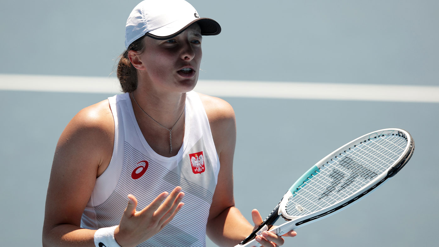 Iga Swiatek of Team Poland in action at the Olympics