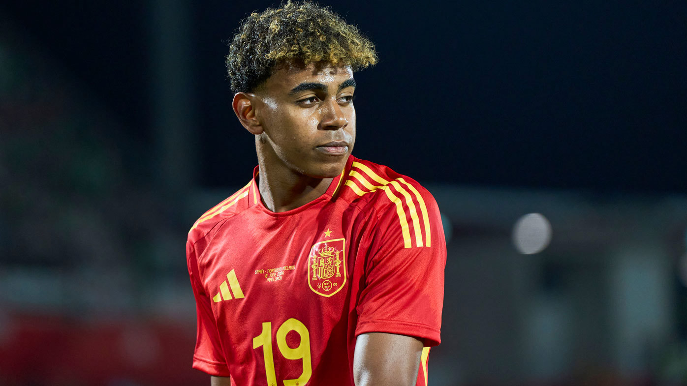 Lamine Yamal of Spain looks on during the international friendly match between Spain and Northern Ireland at Estadi de Son Moix on June 08, 2024 in Mallorca, Spain. 