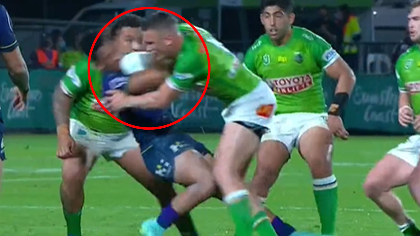 Jack Wighton's crunching hit on Dean Ieremia