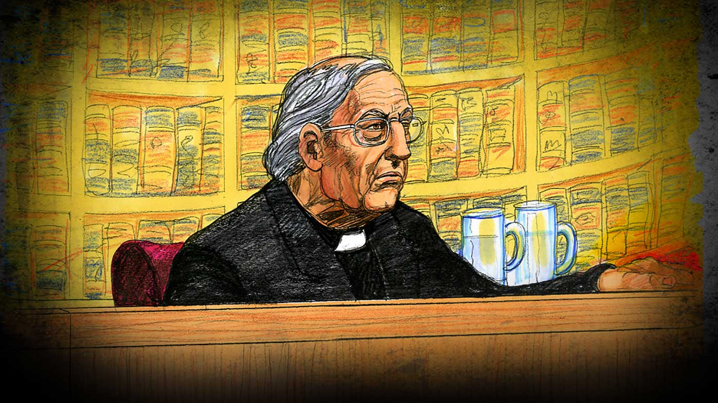 Cardinal George Pell listens to the verdict during his appeal on August 21.