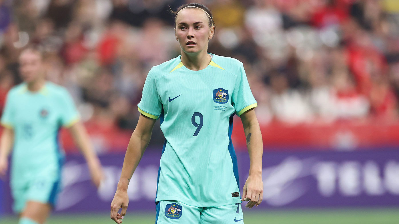 Matildas striker Caitlin Foord pictured in action against Canada